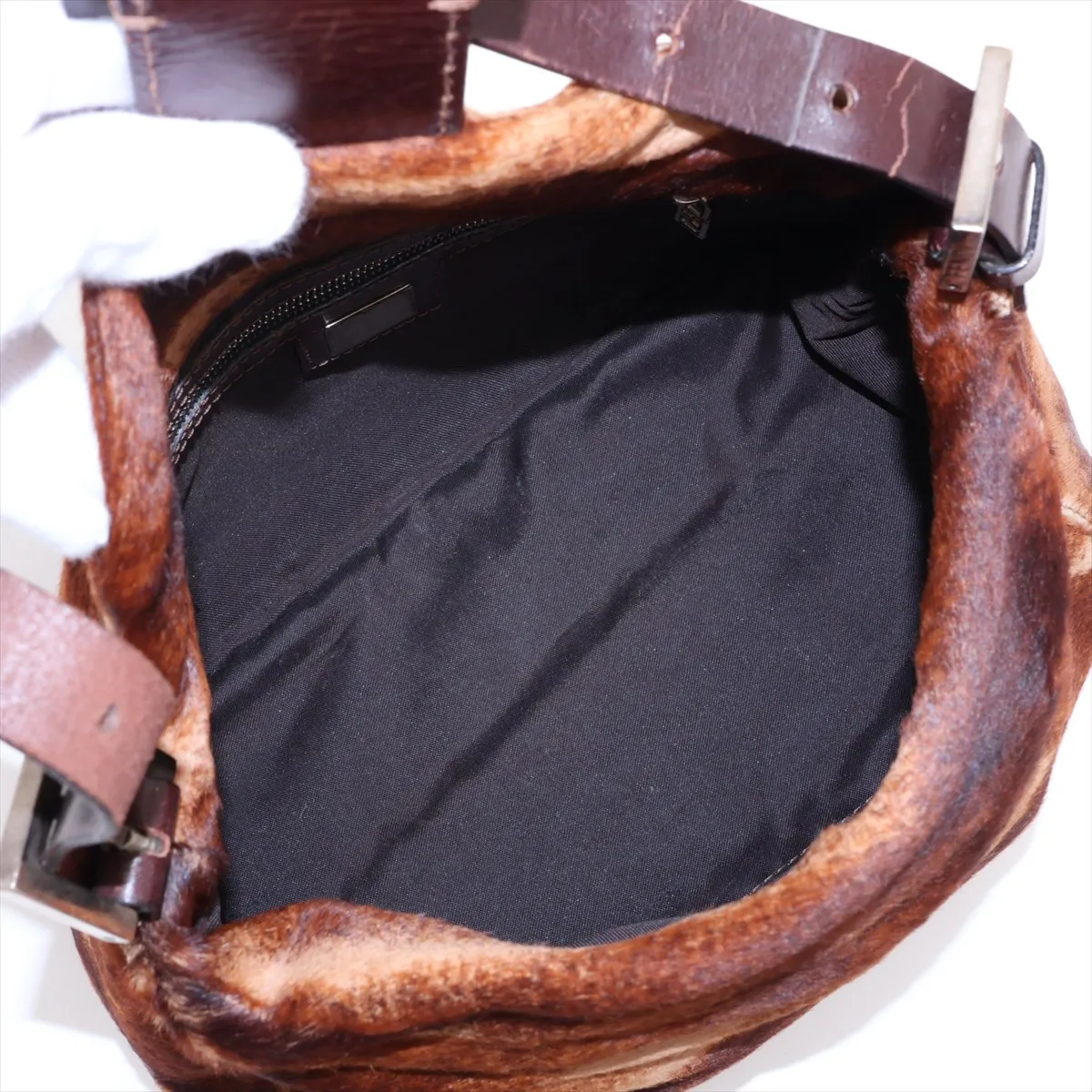 Mamma Bucket Calf Hair x Leather Shoulder Bag, Brown, 26424 — view 7
