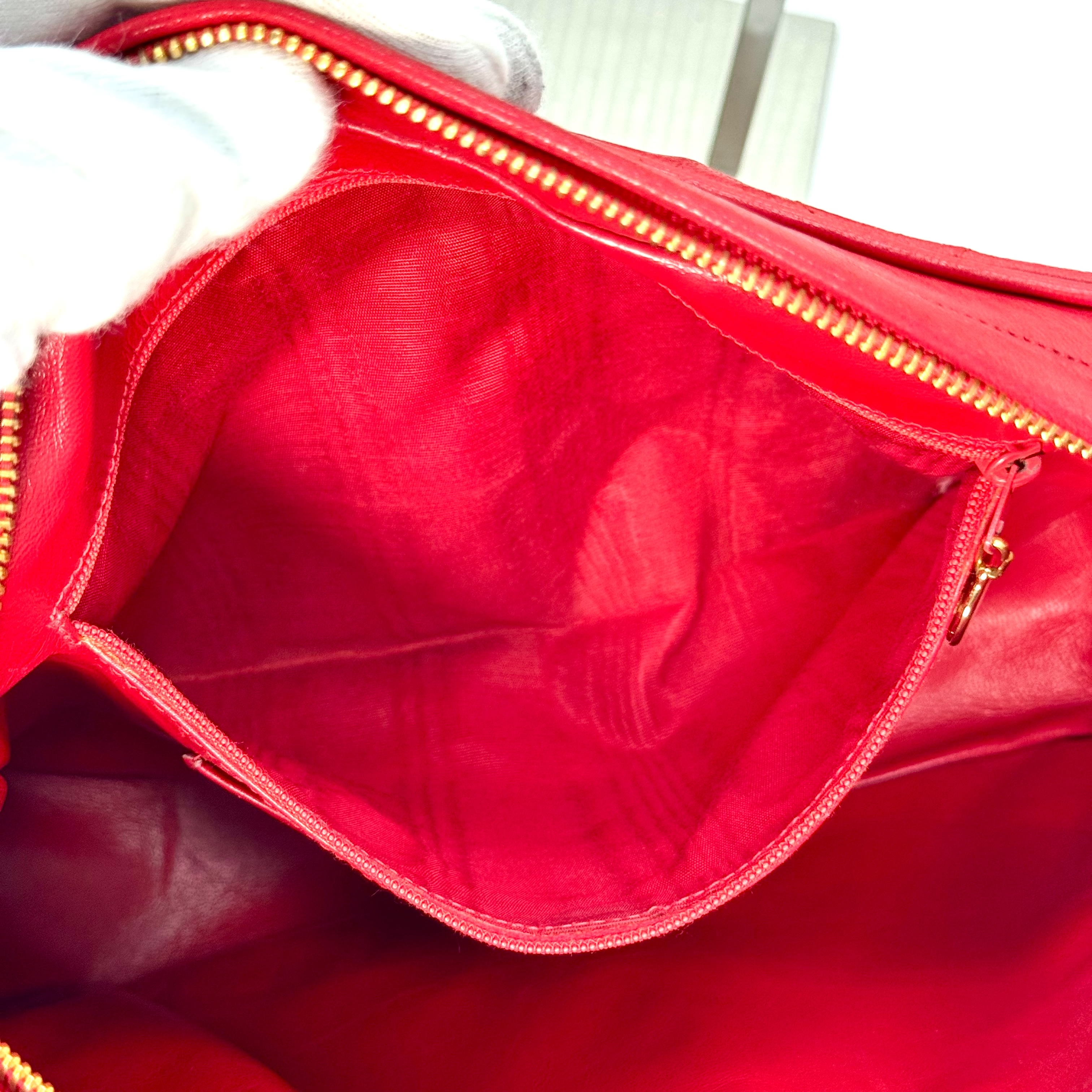Matelassé Lambskin Fringe Chain Shoulder Bag, Red, 1952547, with Guarantee Card. — view 5