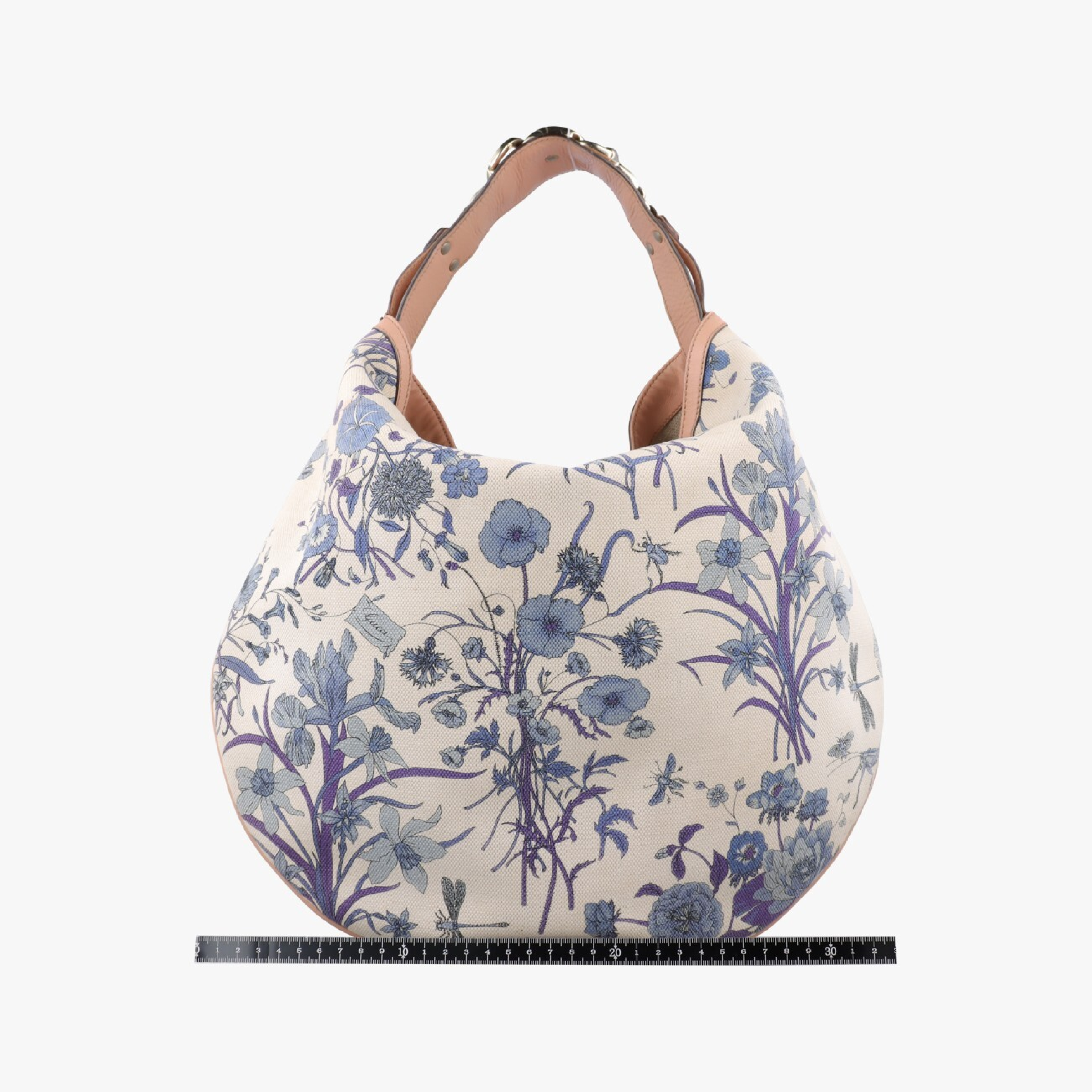Flora Wave Hobo Blue x White Canvas x Leather 170014 A0502006 Handbag — view 2