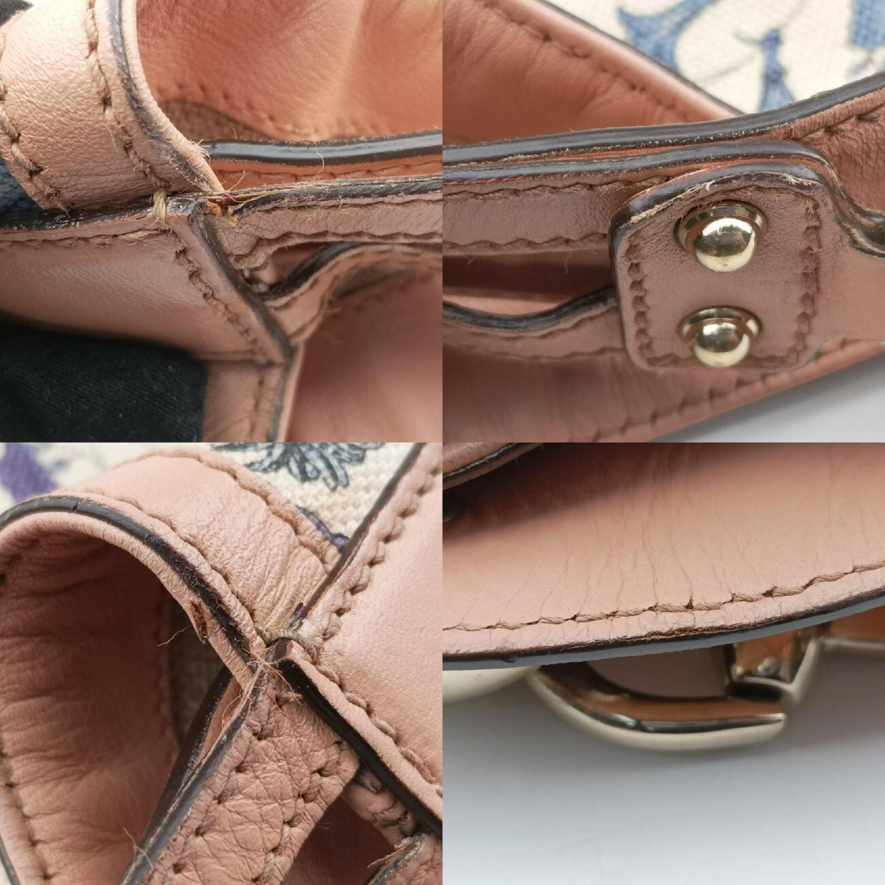 Flora Wave Hobo Blue x White Canvas x Leather 170014 A0502006 Handbag — view 9
