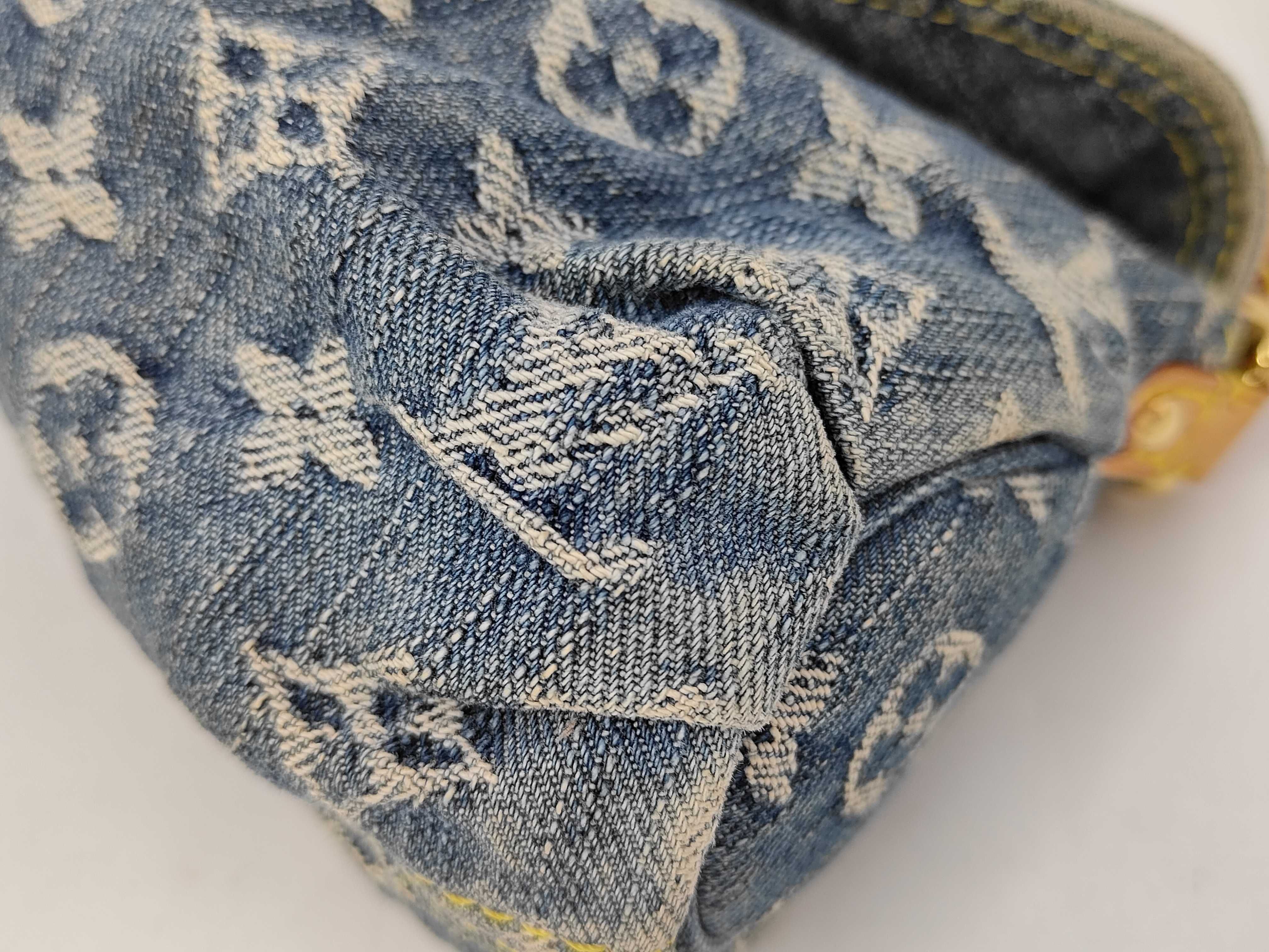 Monogram Denim Mini Pleated Handbag — view 3
