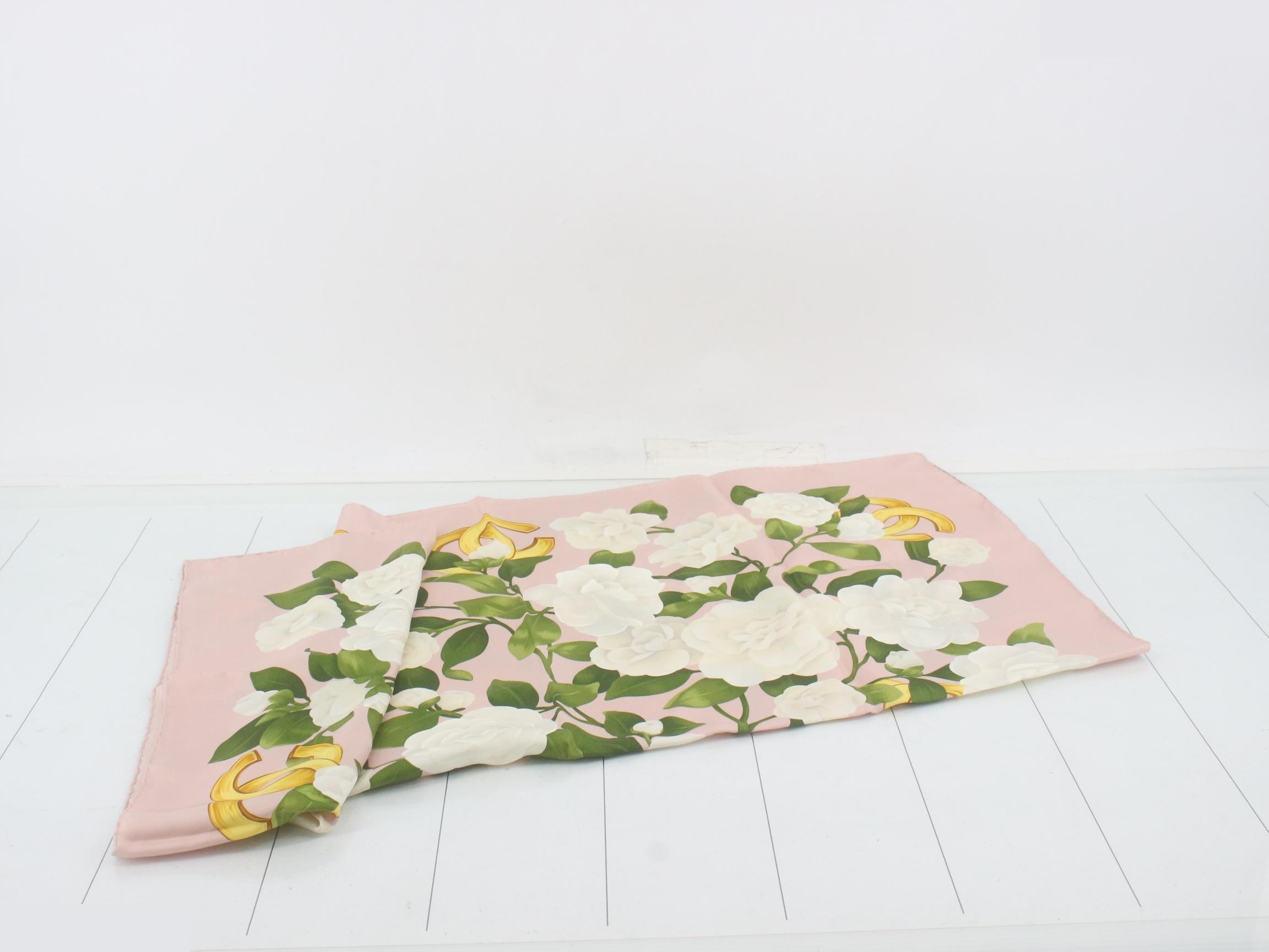 Silk scarf with camellia motif — view 3