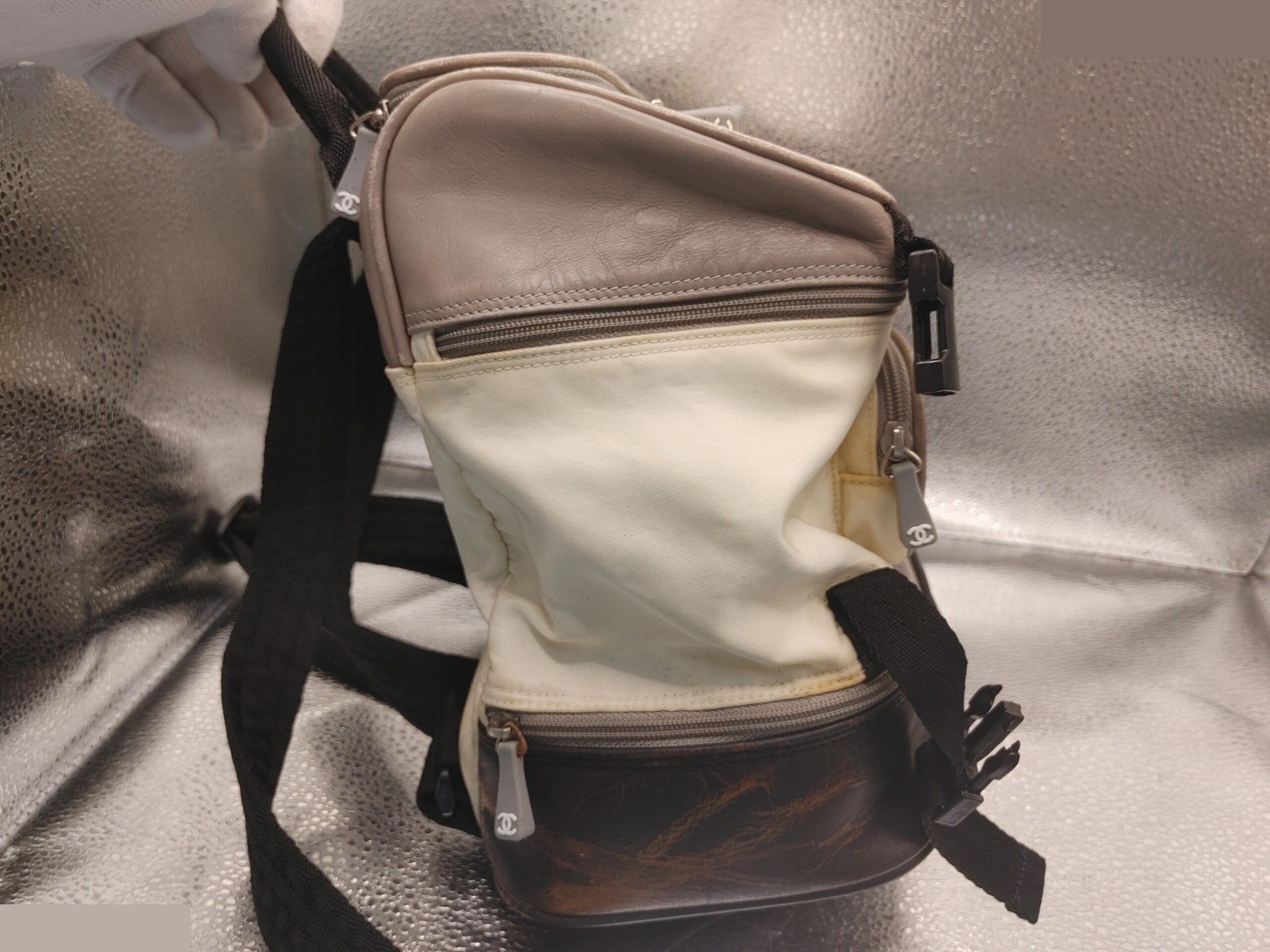 Sports line backpack, with sticker, model number 6, nylon, white. — view 3