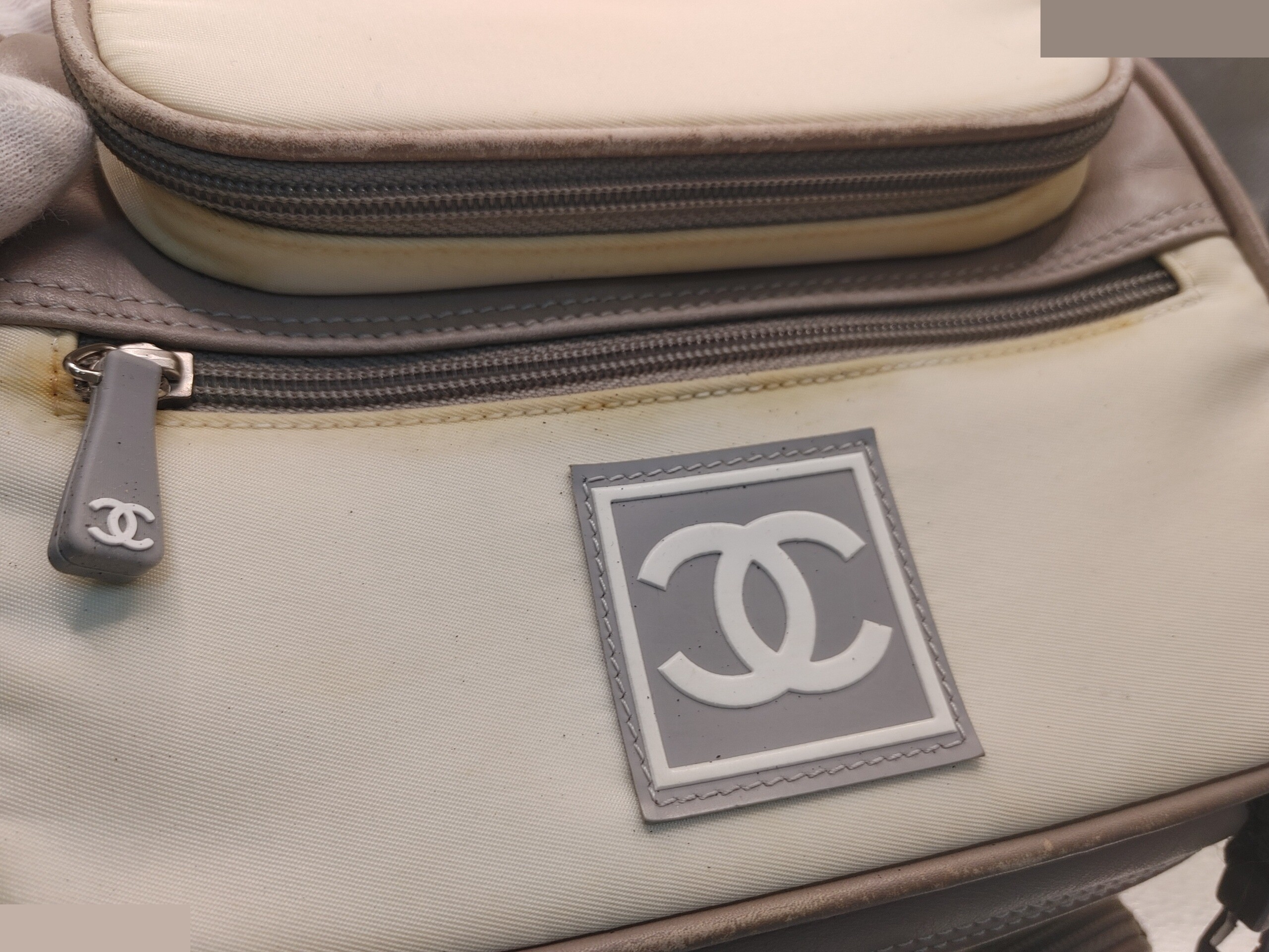 Sports line backpack, with sticker, model number 6, nylon, white. — view 7