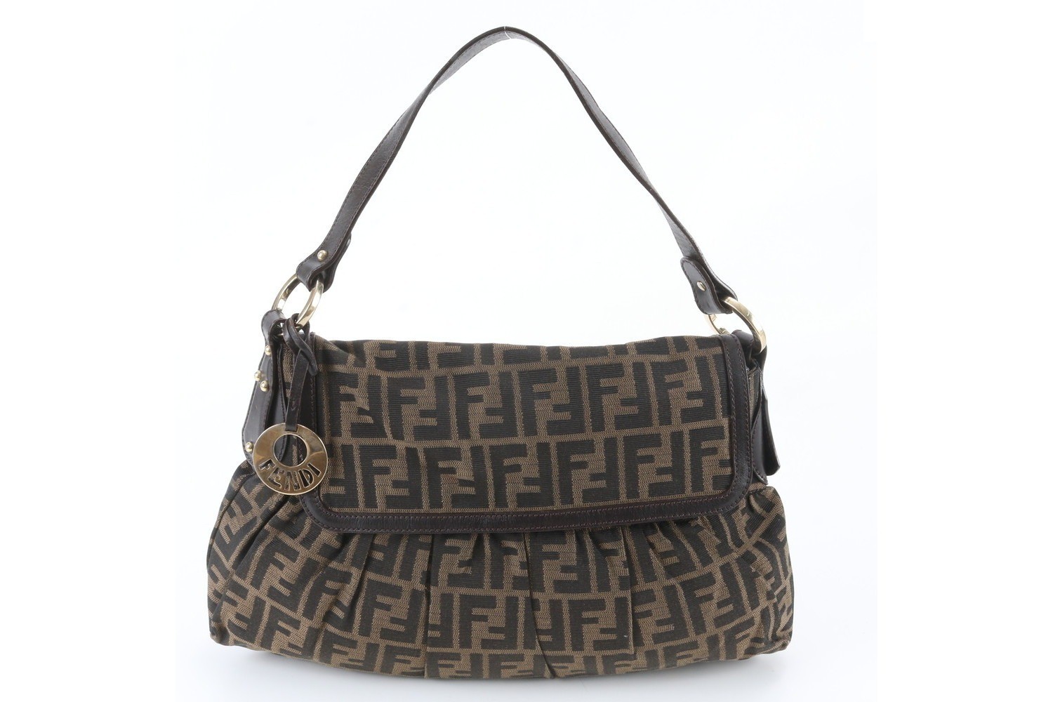 Zucca Leather Canvas Shoulder Bag