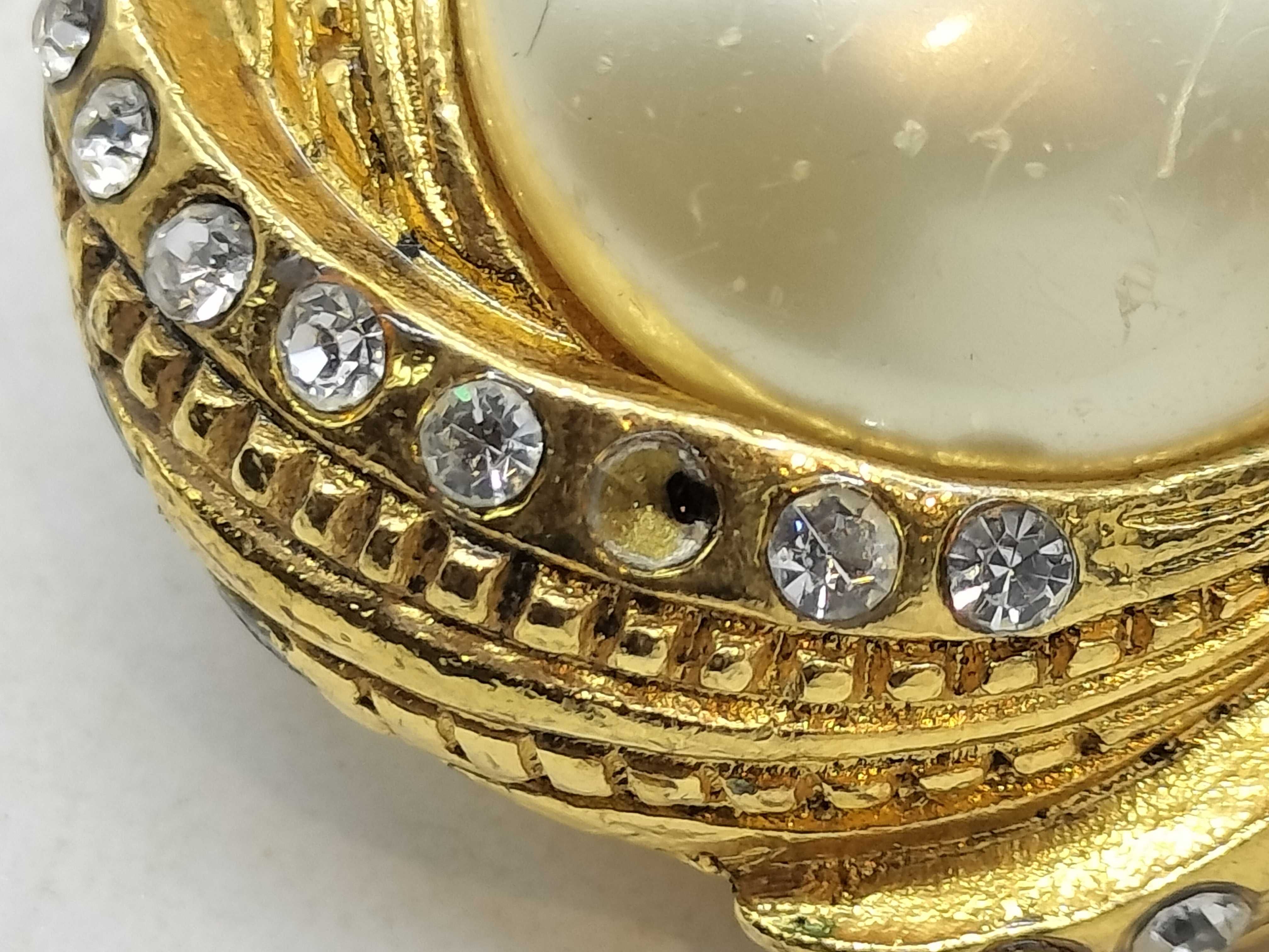 GP Faux Pearl x Rhinestone Earrings, Gold Earrings — view 2