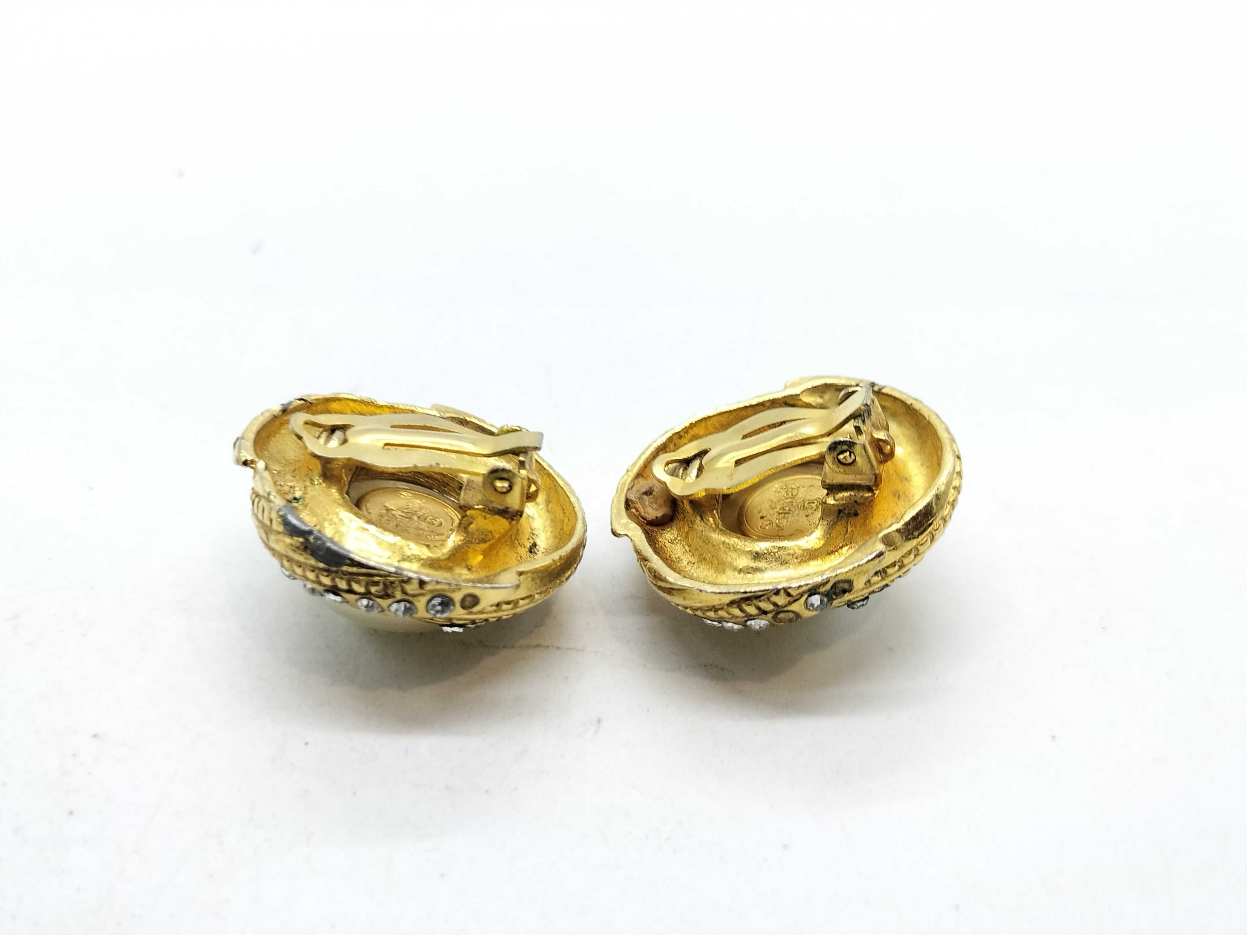 GP Faux Pearl x Rhinestone Earrings, Gold Earrings — view 5