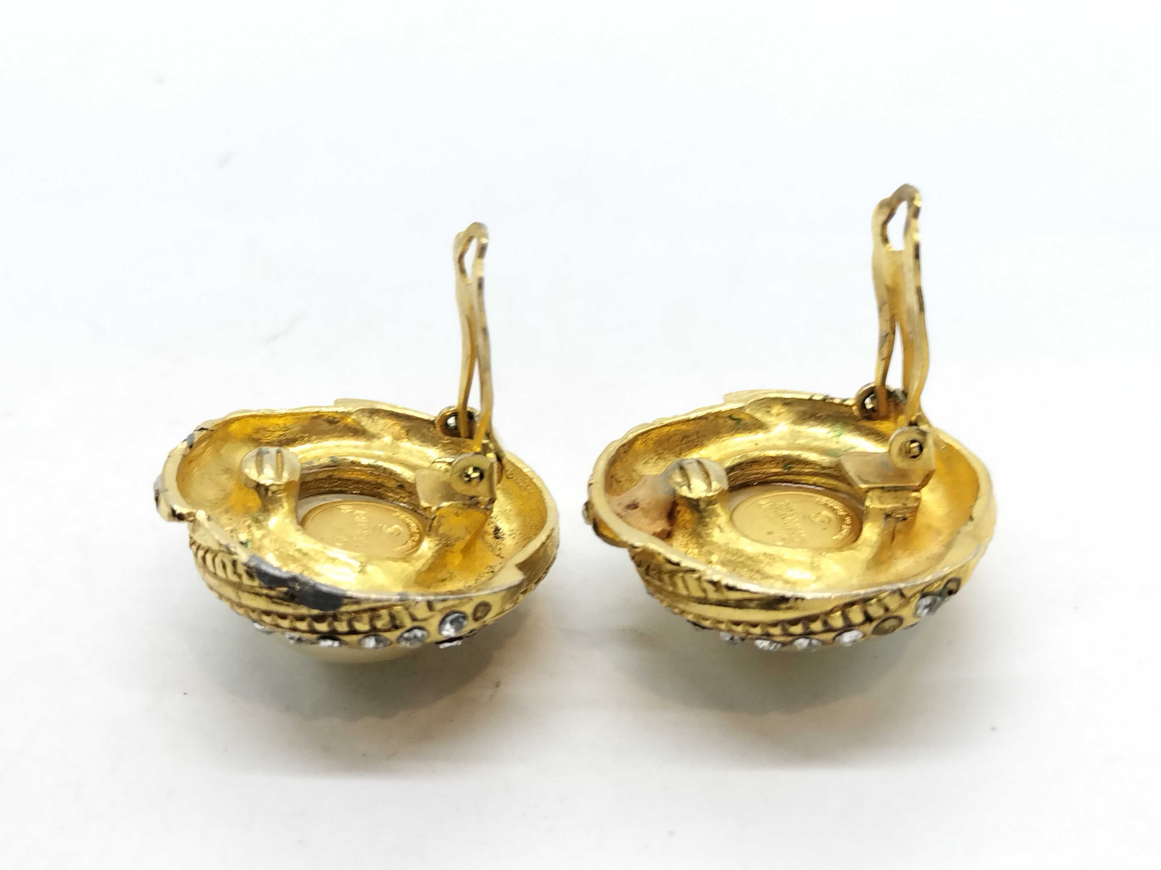 GP Faux Pearl x Rhinestone Earrings, Gold Earrings — view 6