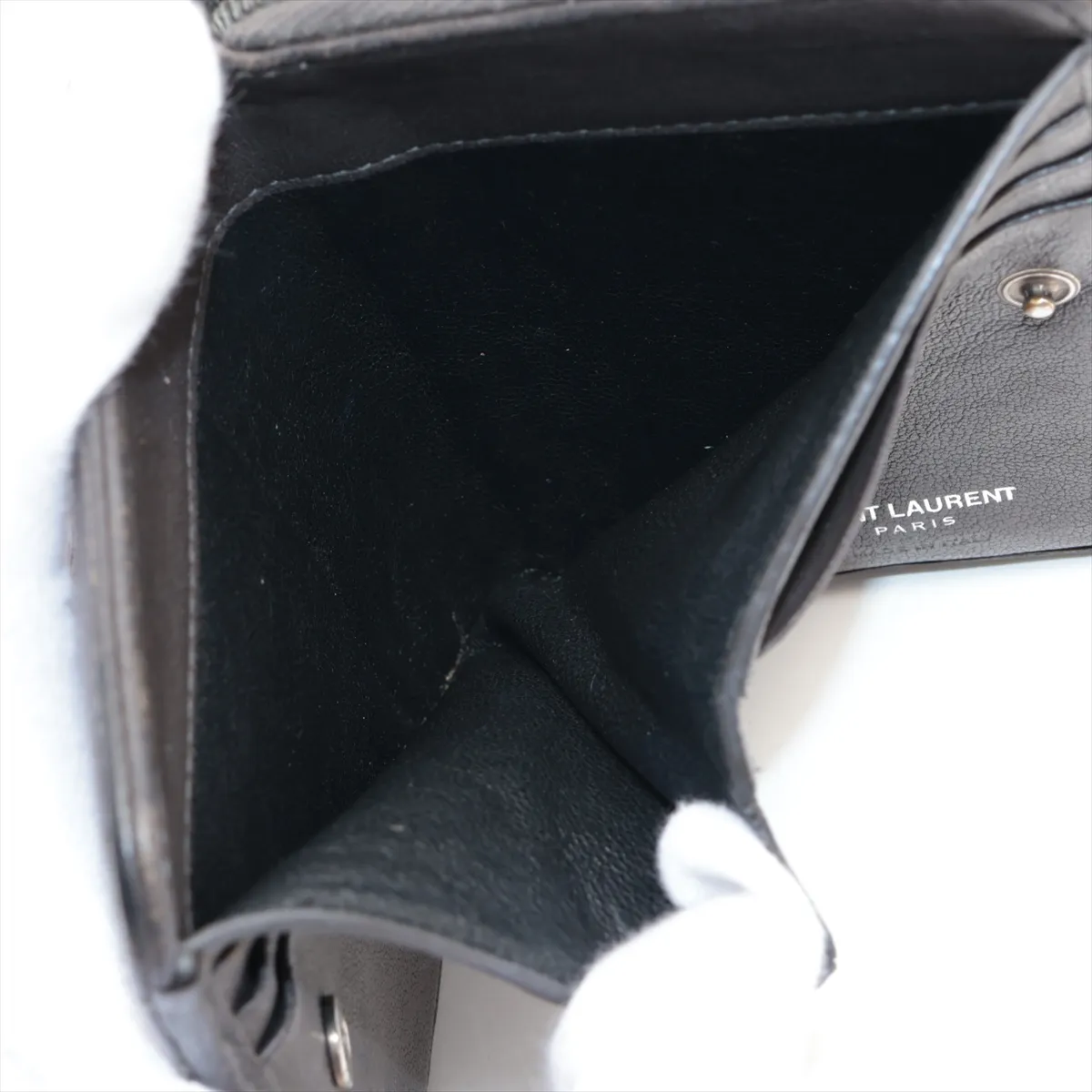 437470 Leather Compact Wallet Khaki — view 4
