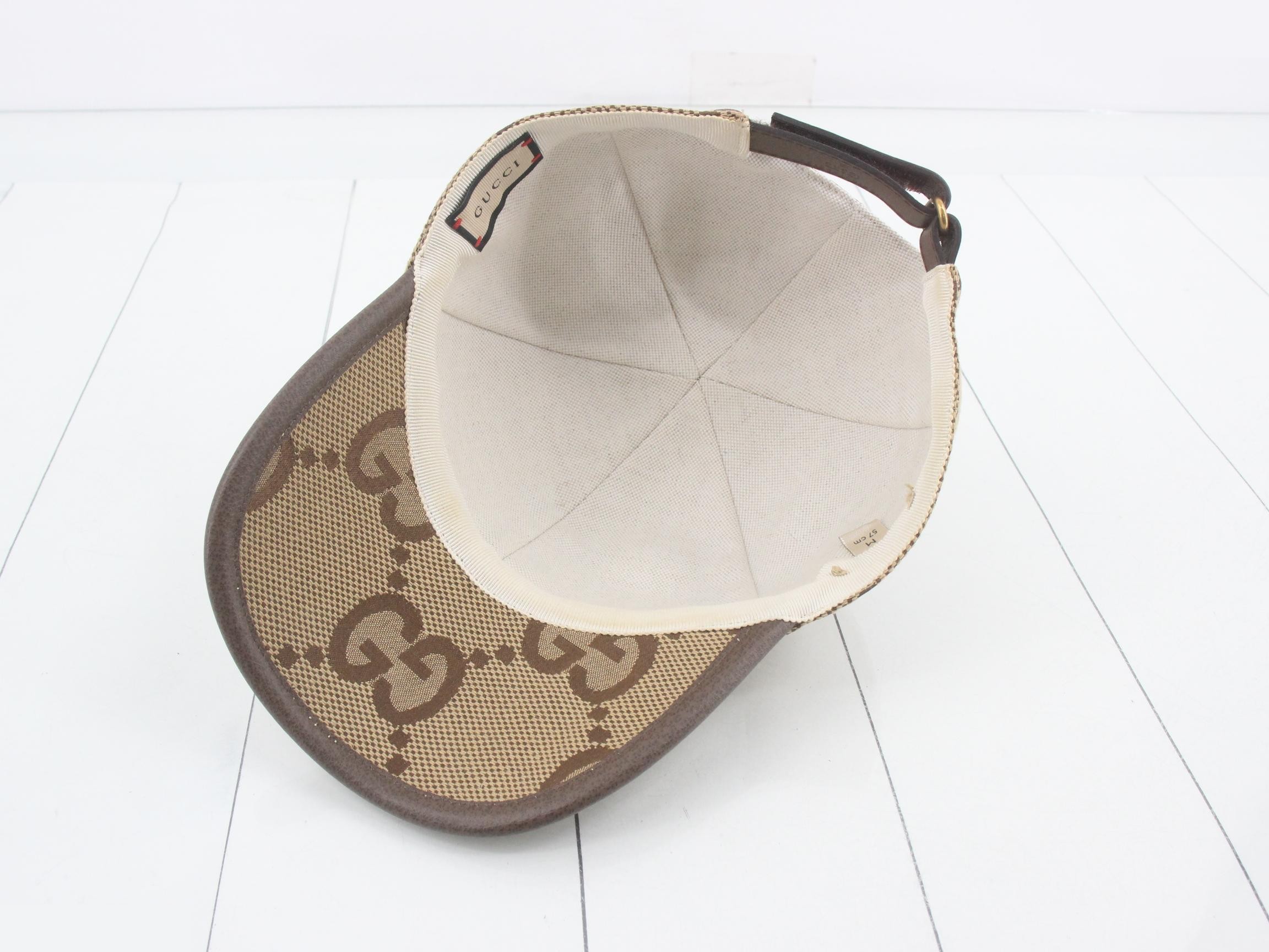 Jumbo GG Cap, Canvas Hat, Beige/Brown — view 3