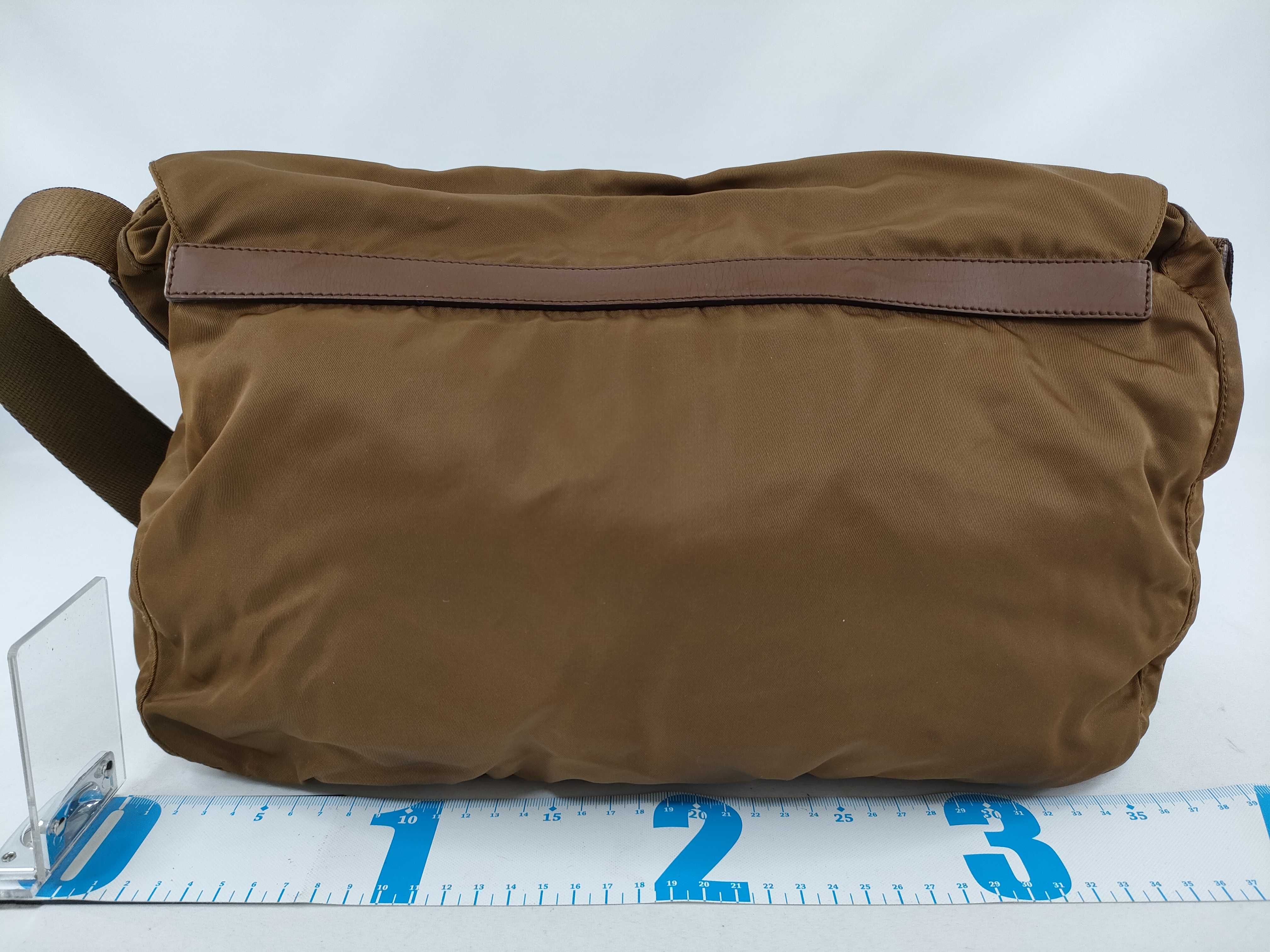 Nylon Messenger Shoulder Bag (Brown) — view 2