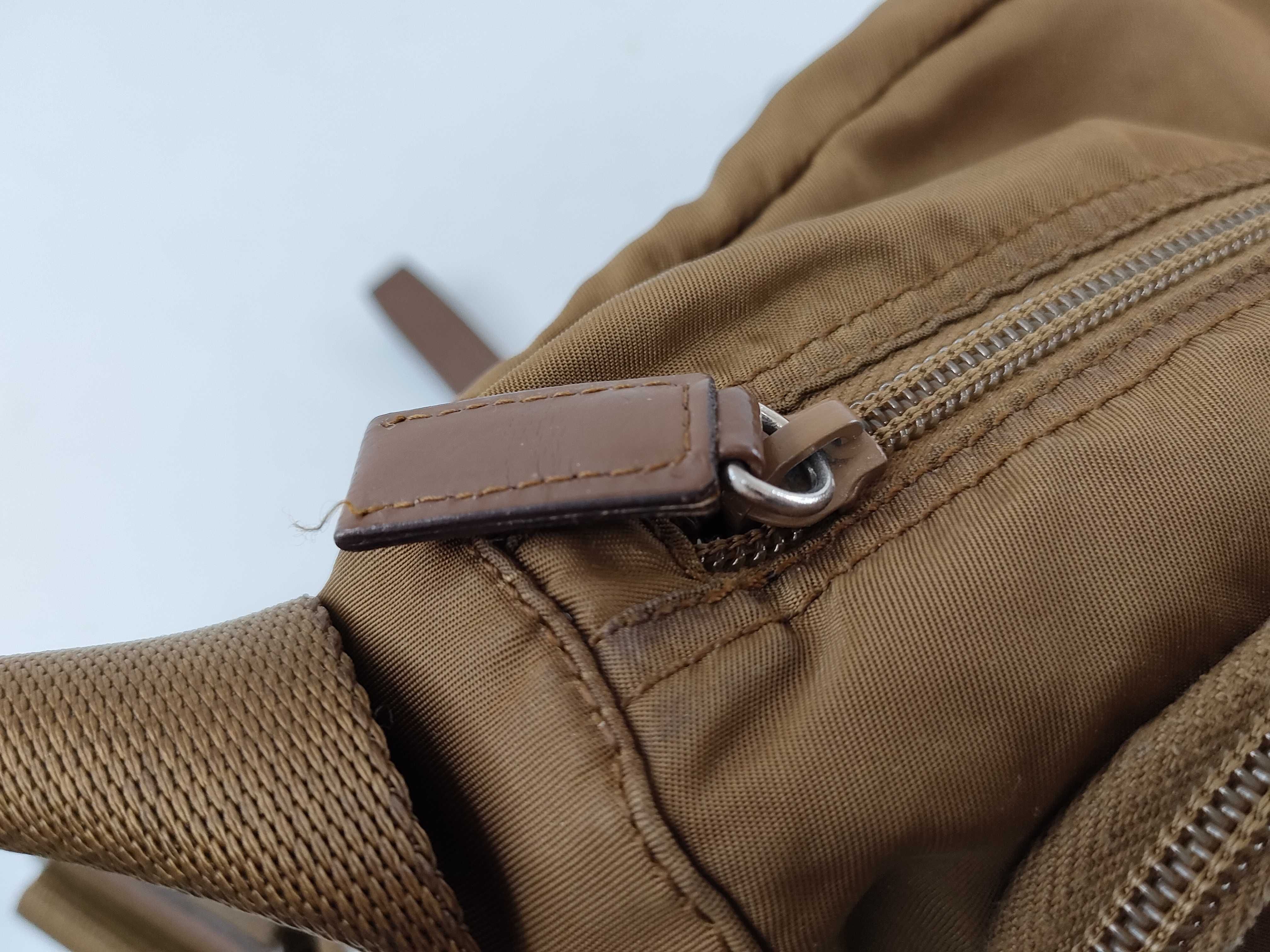 Nylon Messenger Shoulder Bag (Brown) — view 11