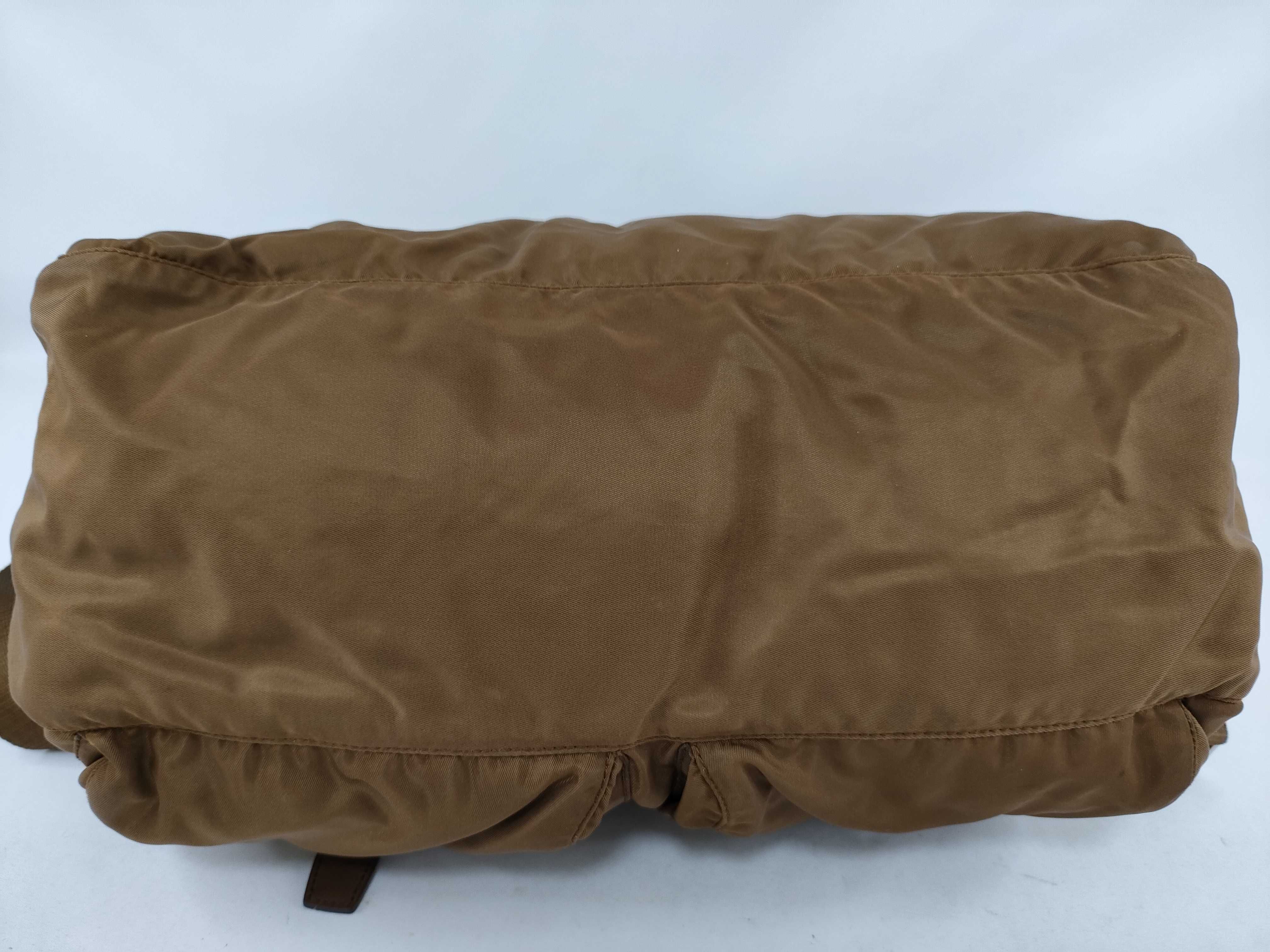 Nylon Messenger Shoulder Bag (Brown) — view 3