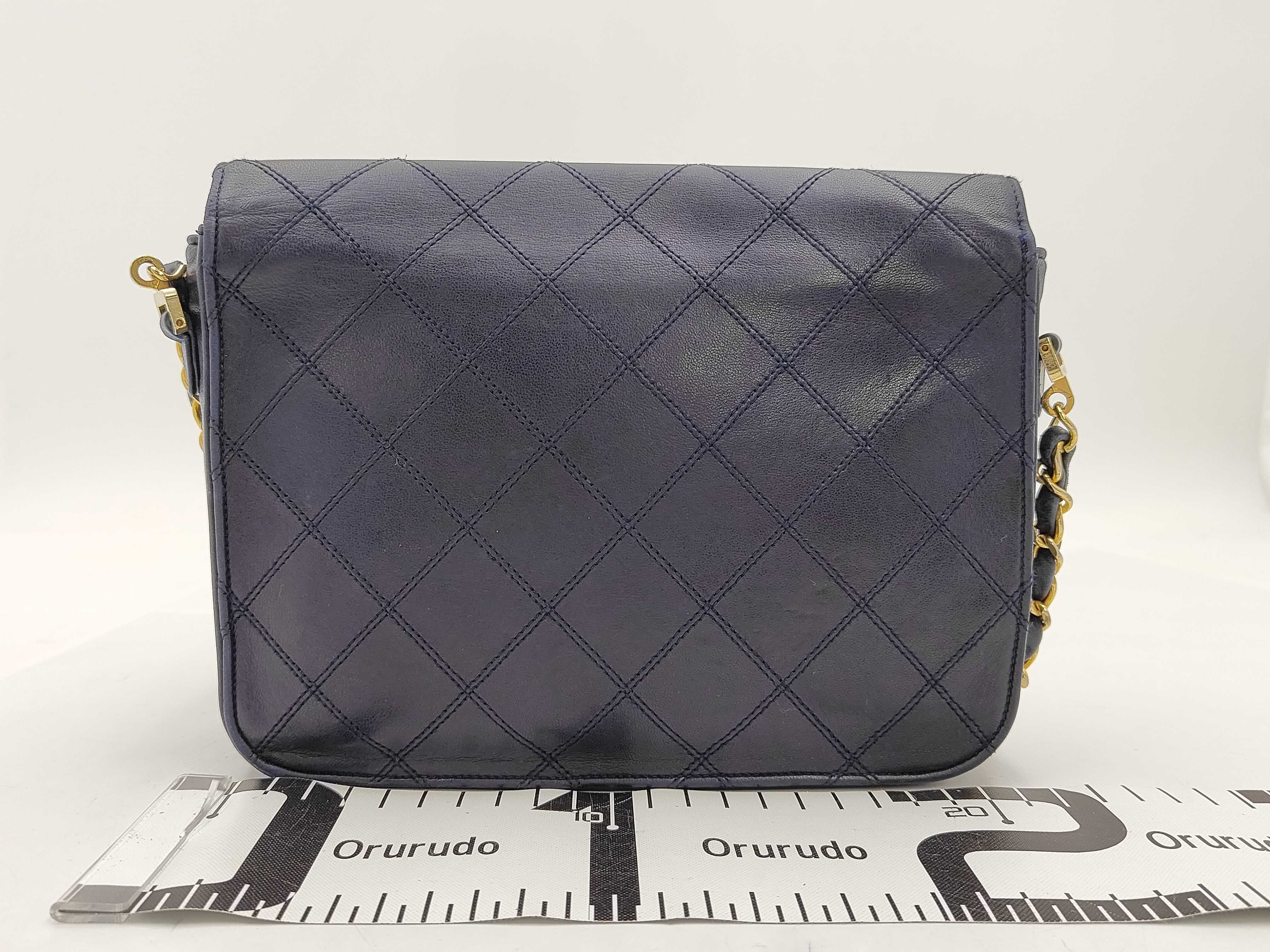 Lambskin Bicolore Large Coco Chain Shoulder Bag (Series 0) Navy — view 2