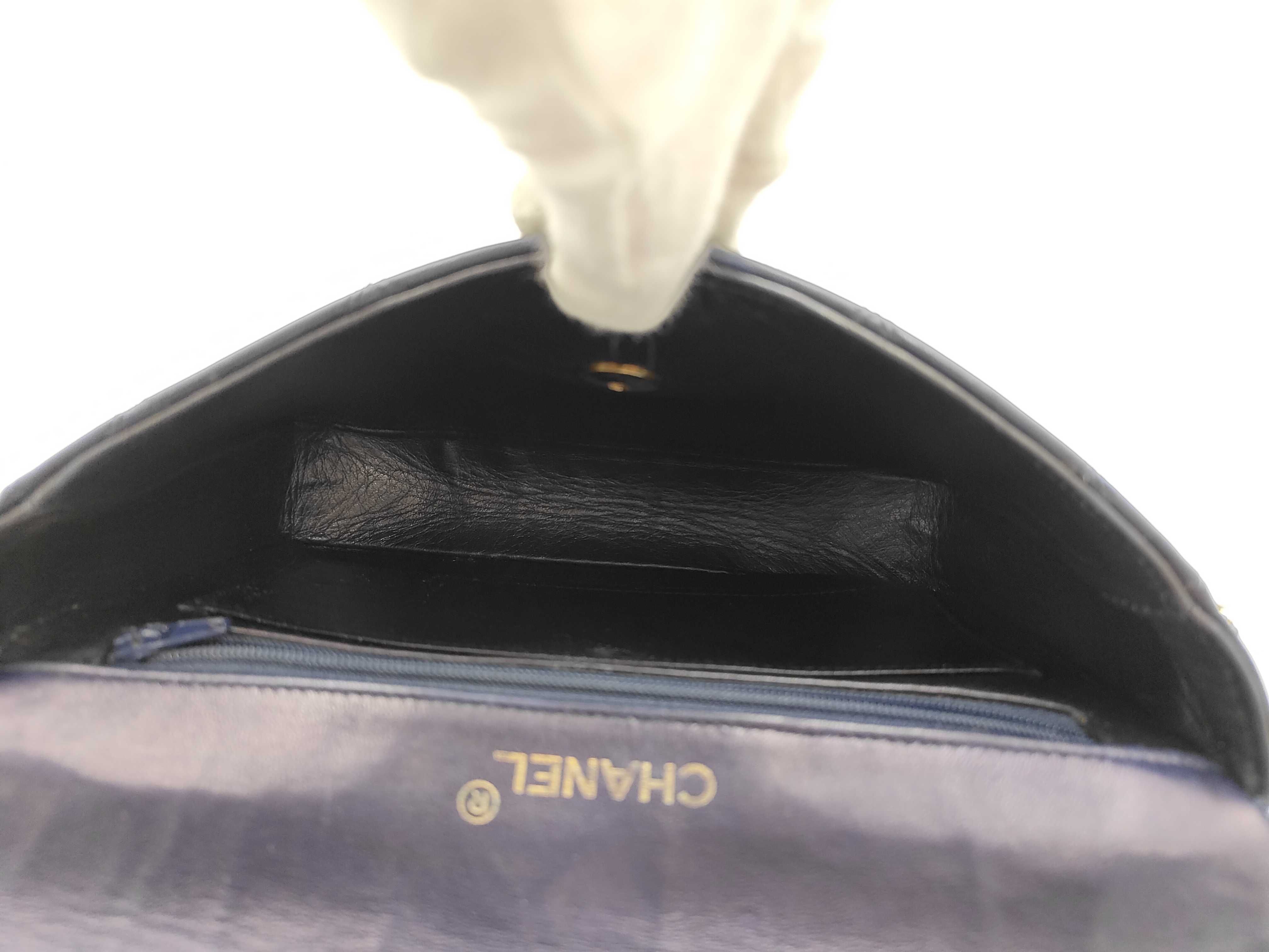 Lambskin Bicolore Large Coco Chain Shoulder Bag (Series 0) Navy — view 11