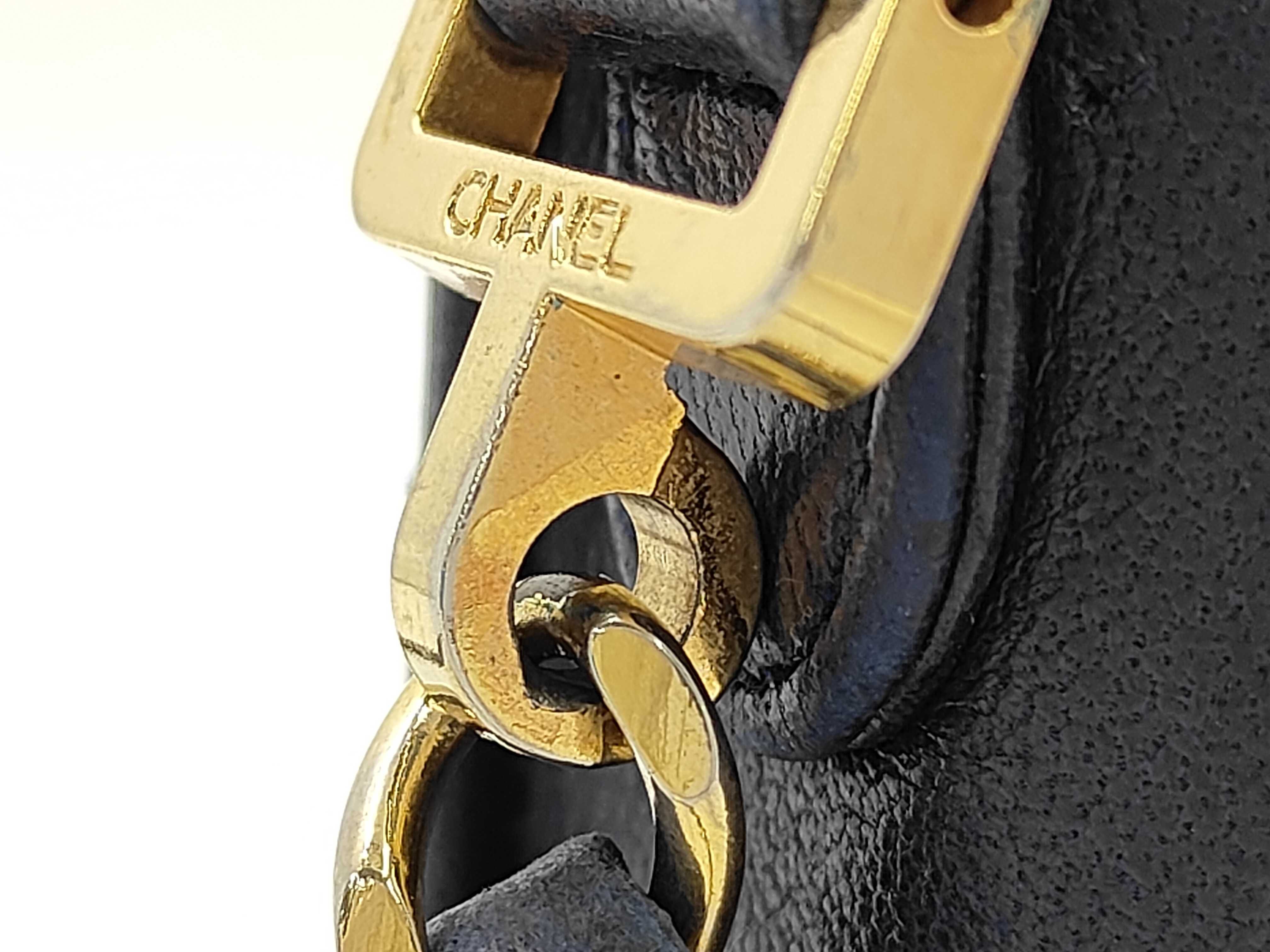 Lambskin Bicolore Large Coco Chain Shoulder Bag (Series 0) Navy — view 6