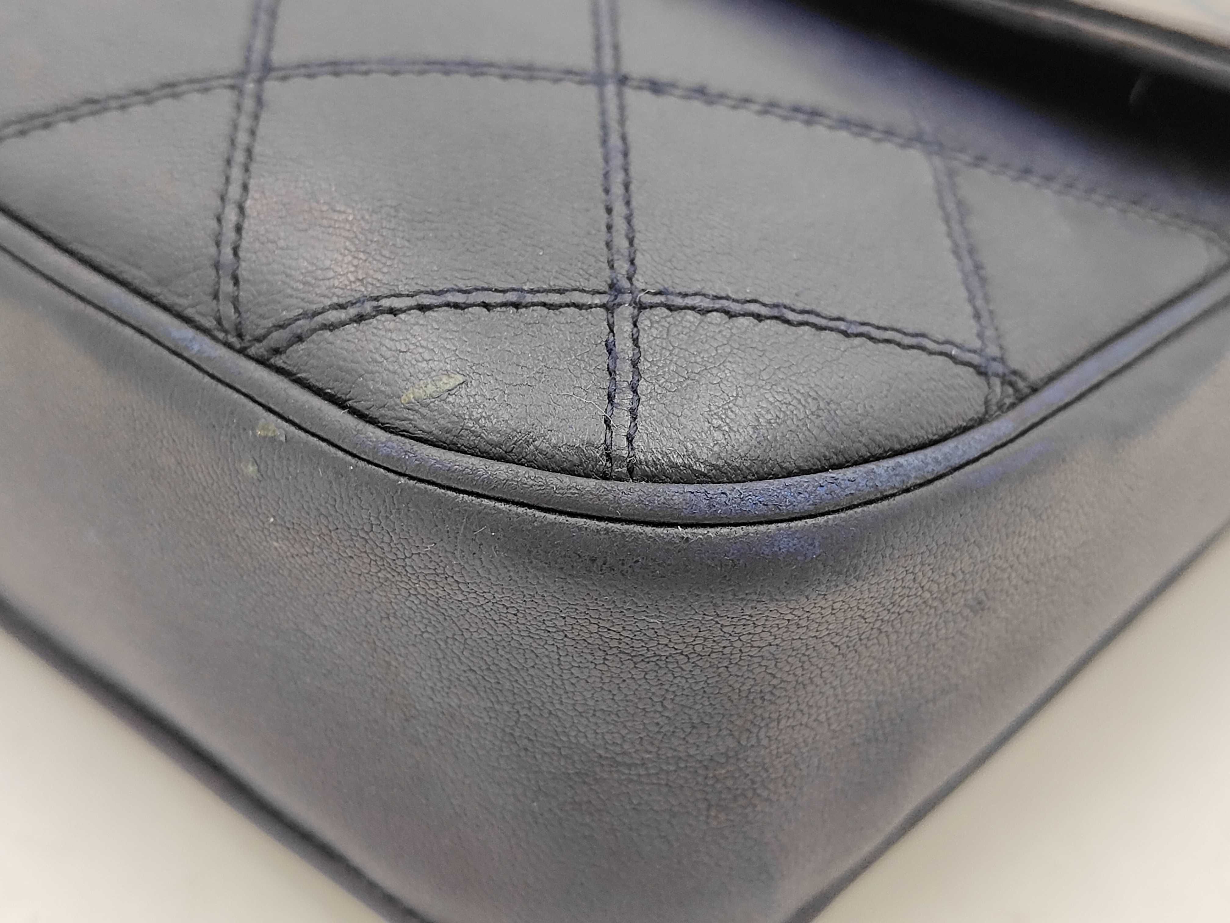 Lambskin Bicolore Large Coco Chain Shoulder Bag (Series 0) Navy — view 8