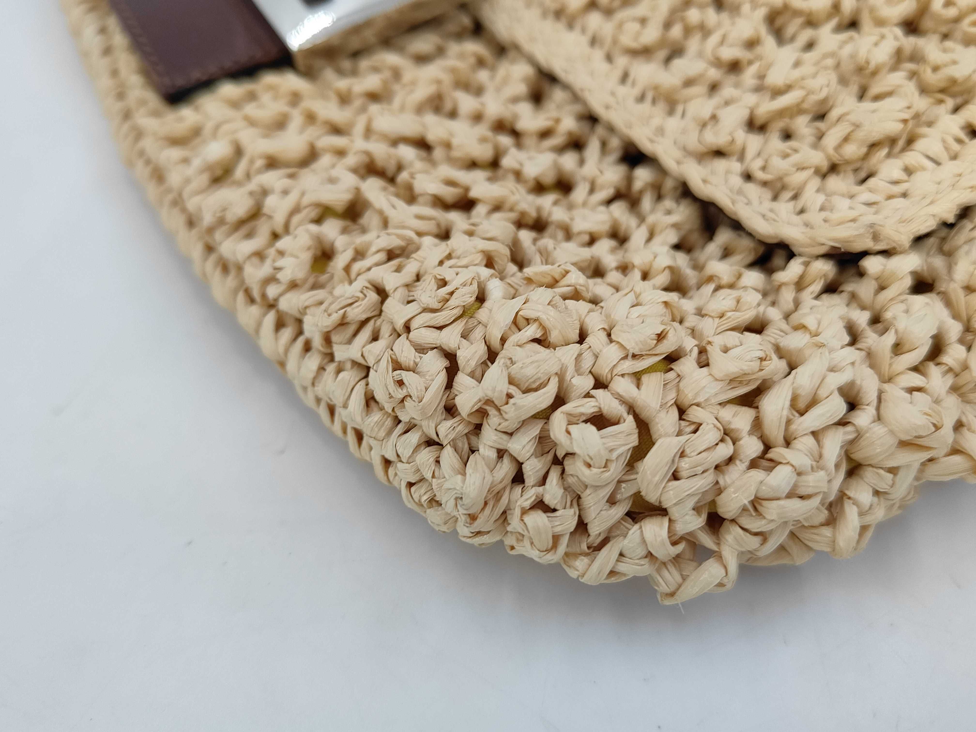 FENDI Wicker Raffia Mamma Bucket Beige Shoulder Bag — view 4