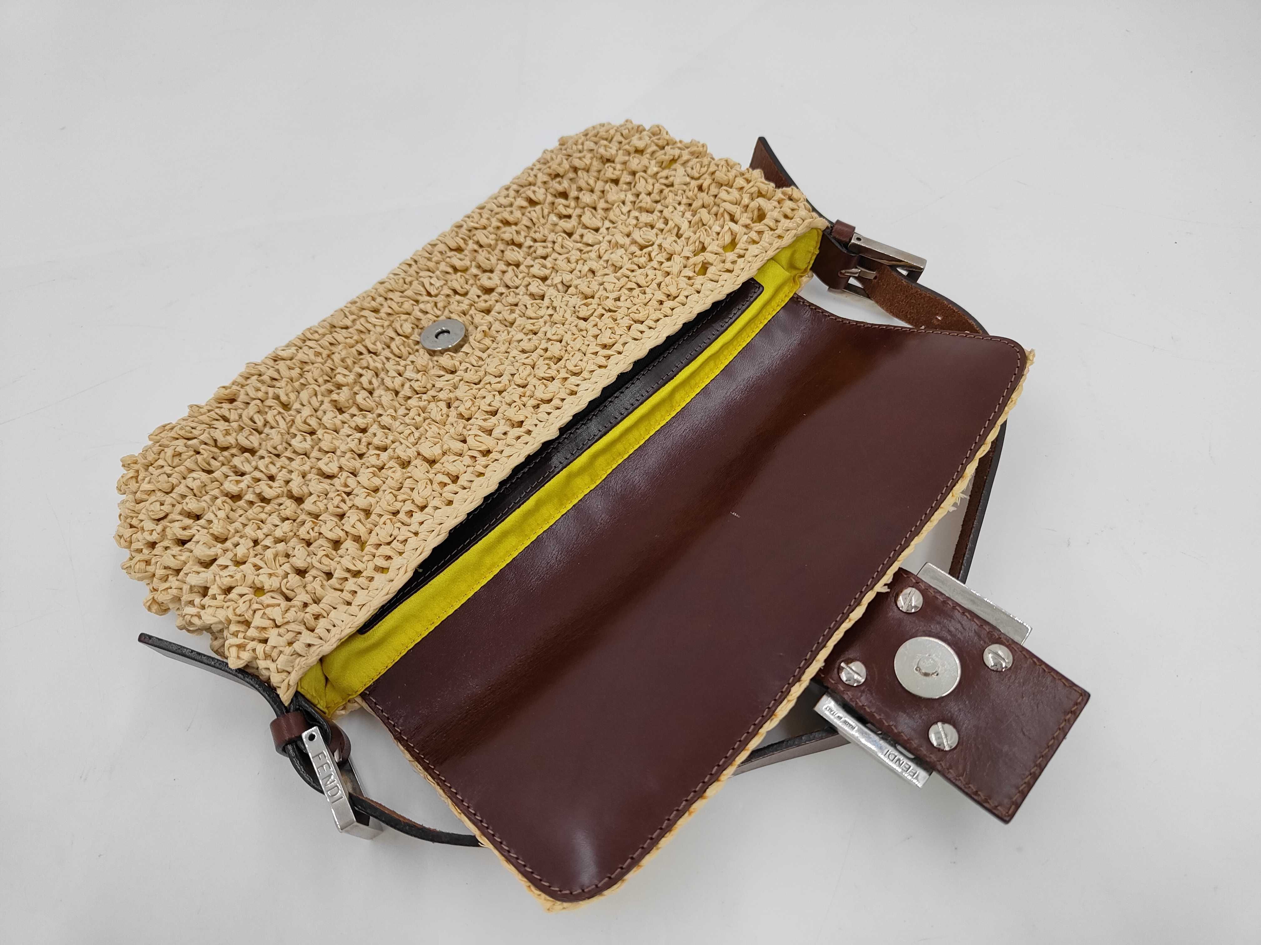 FENDI Wicker Raffia Mamma Bucket Beige Shoulder Bag — view 8