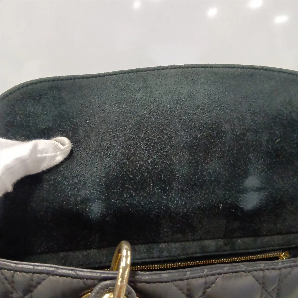 Lady Dior Cannage Large Leather 2-Way Handbag, Black — view 12