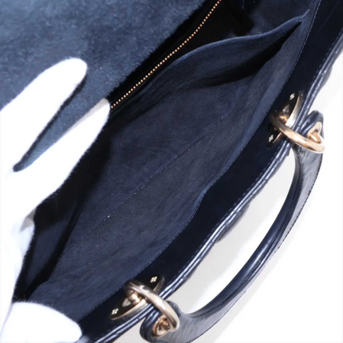 Lady Dior Cannage Large Leather 2-Way Handbag, Black — view 10