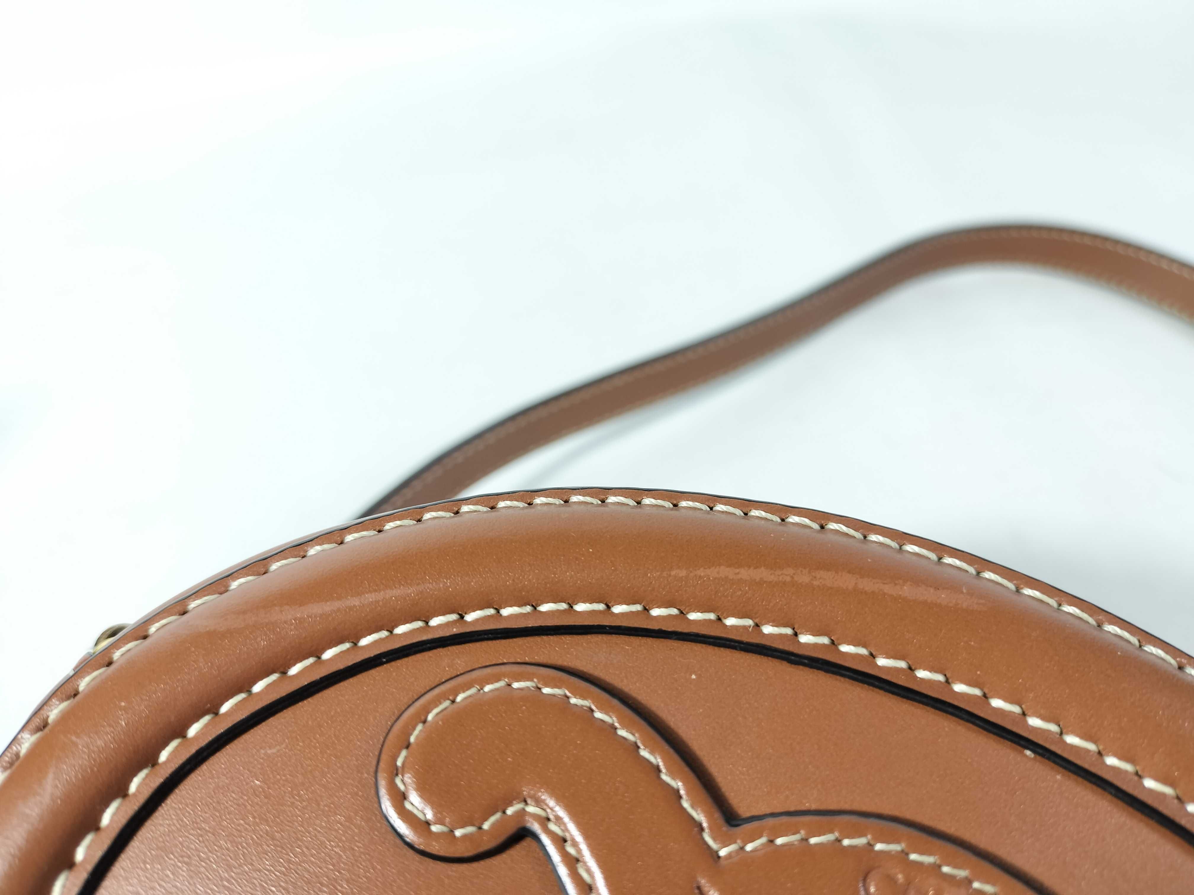 Oval Purse Cuile Triomphe Brown Leather F-9P-2222 Shoulder Bag — view 11