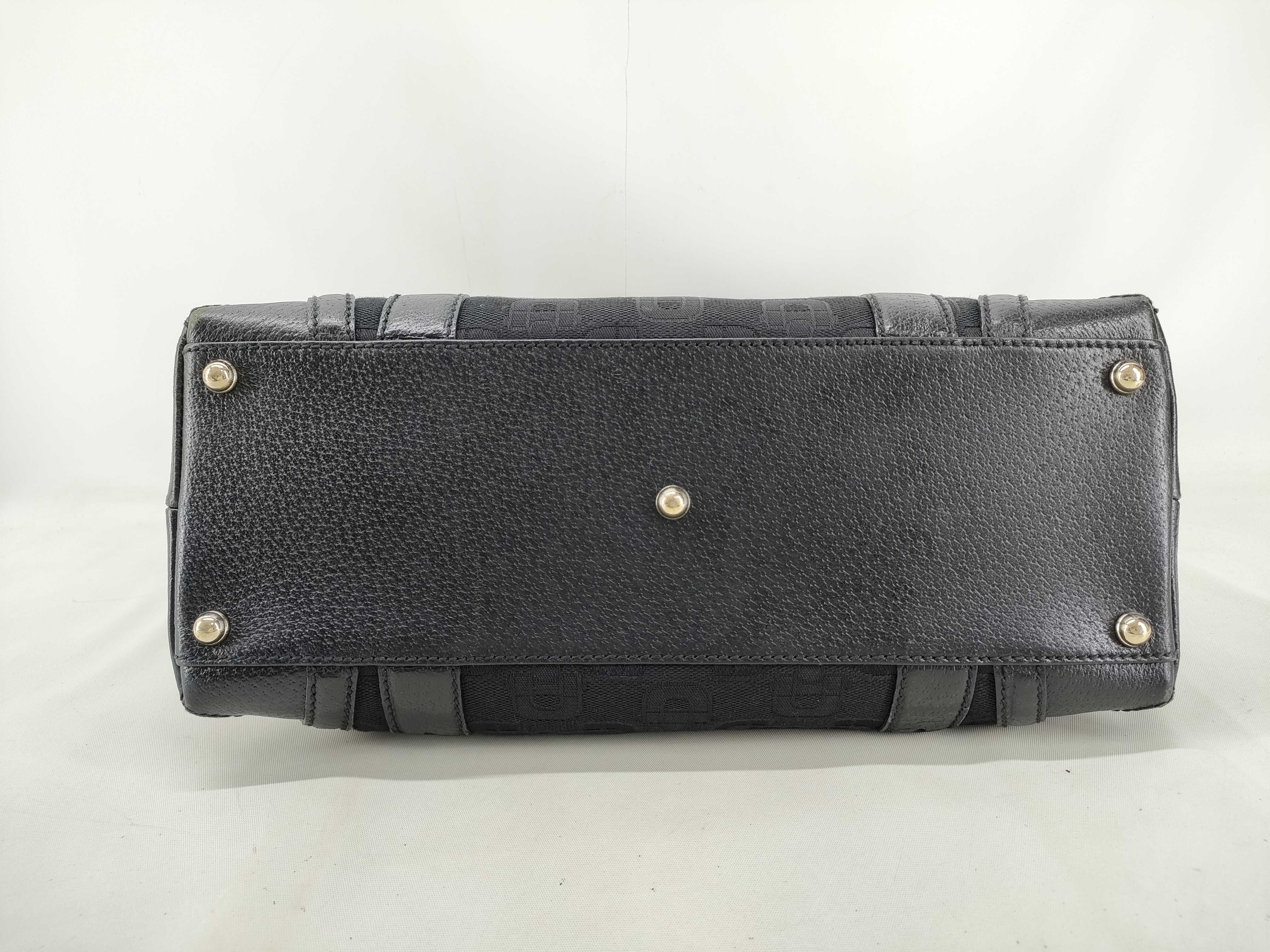 Handbag Horsebit Canvas Leather Black 145761 — view 3
