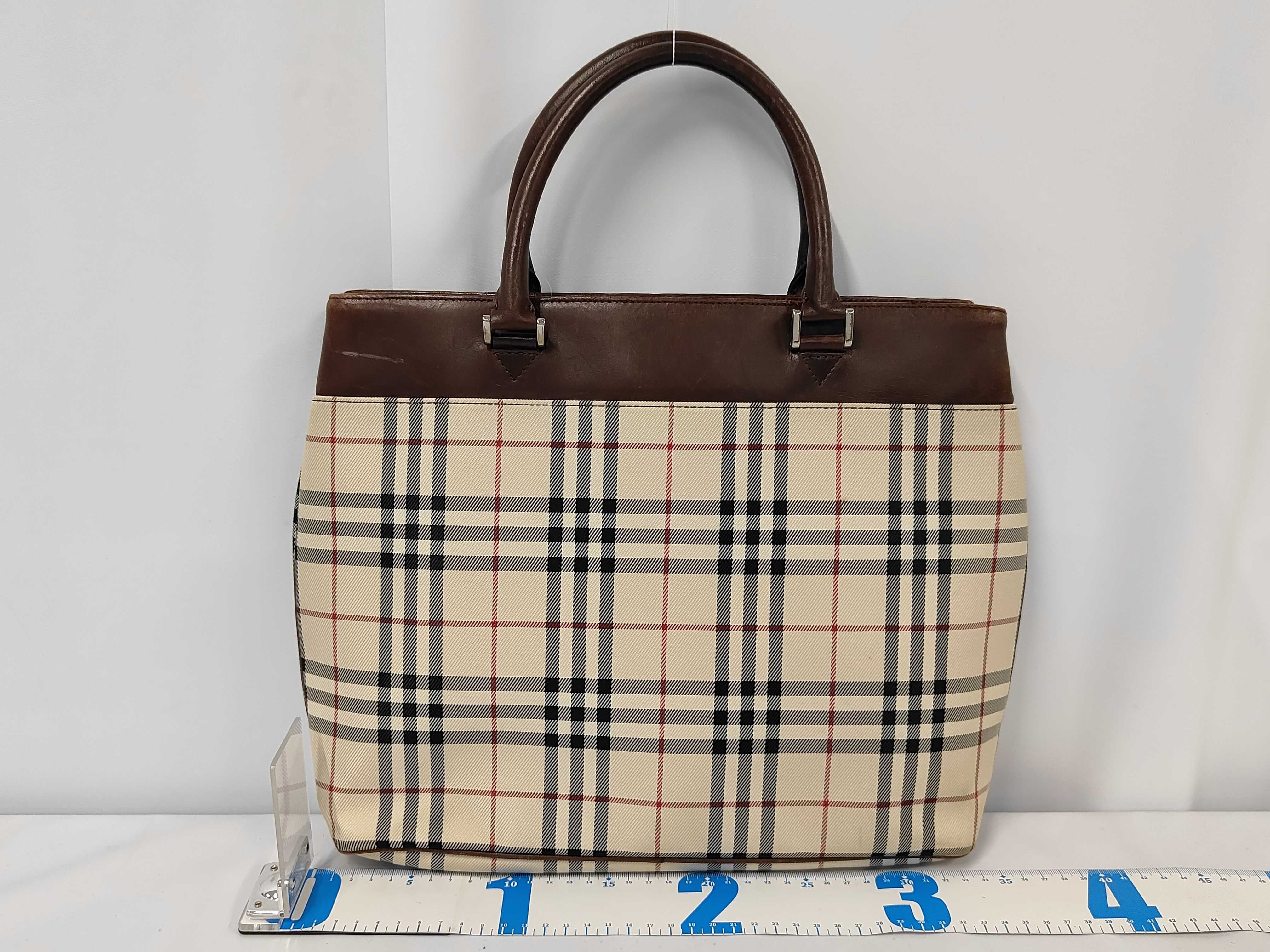 Nova Check Leather x Canvas Brown Handbag — view 2