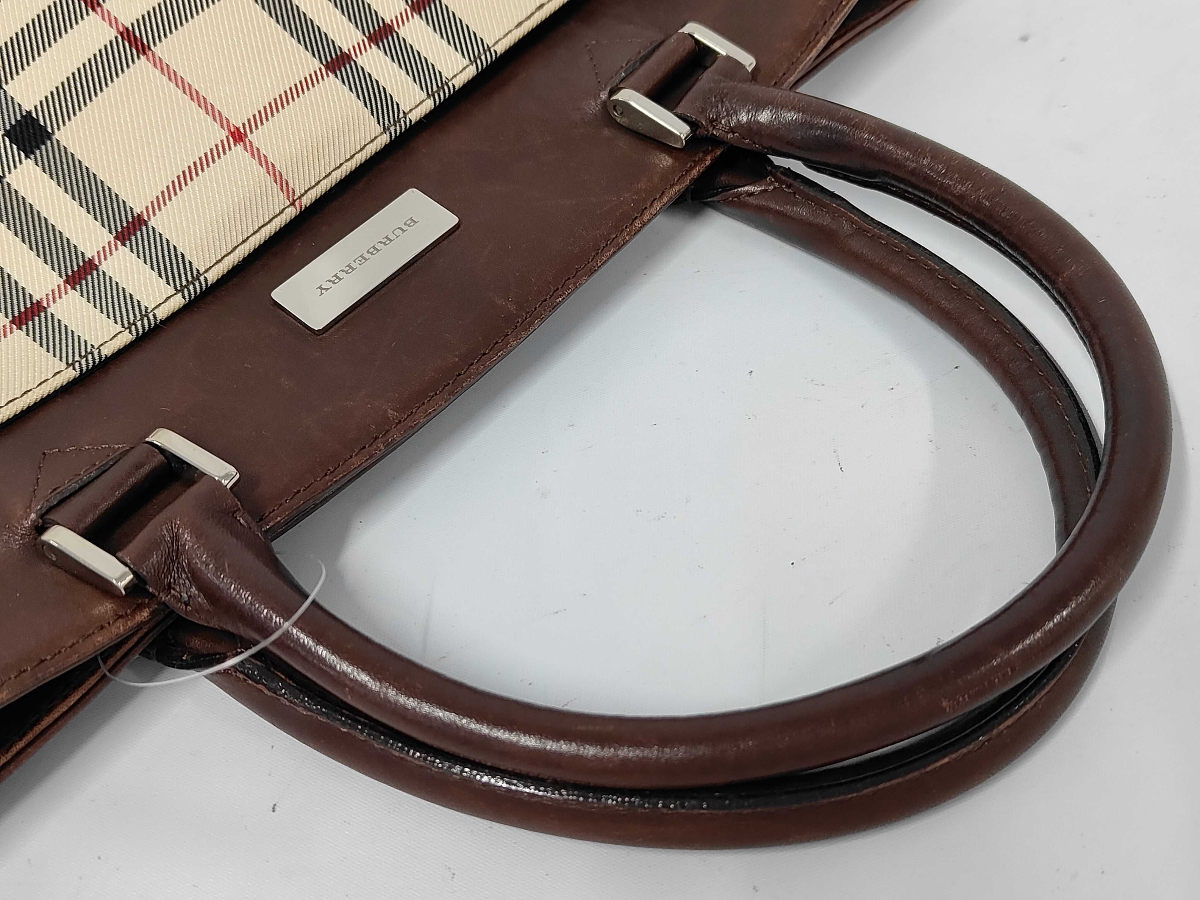 Nova Check Leather x Canvas Brown Handbag — view 3