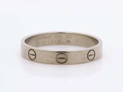 Mini Love Ring, 750WG, #59 / Width approx. 3.5mm, 3.9g