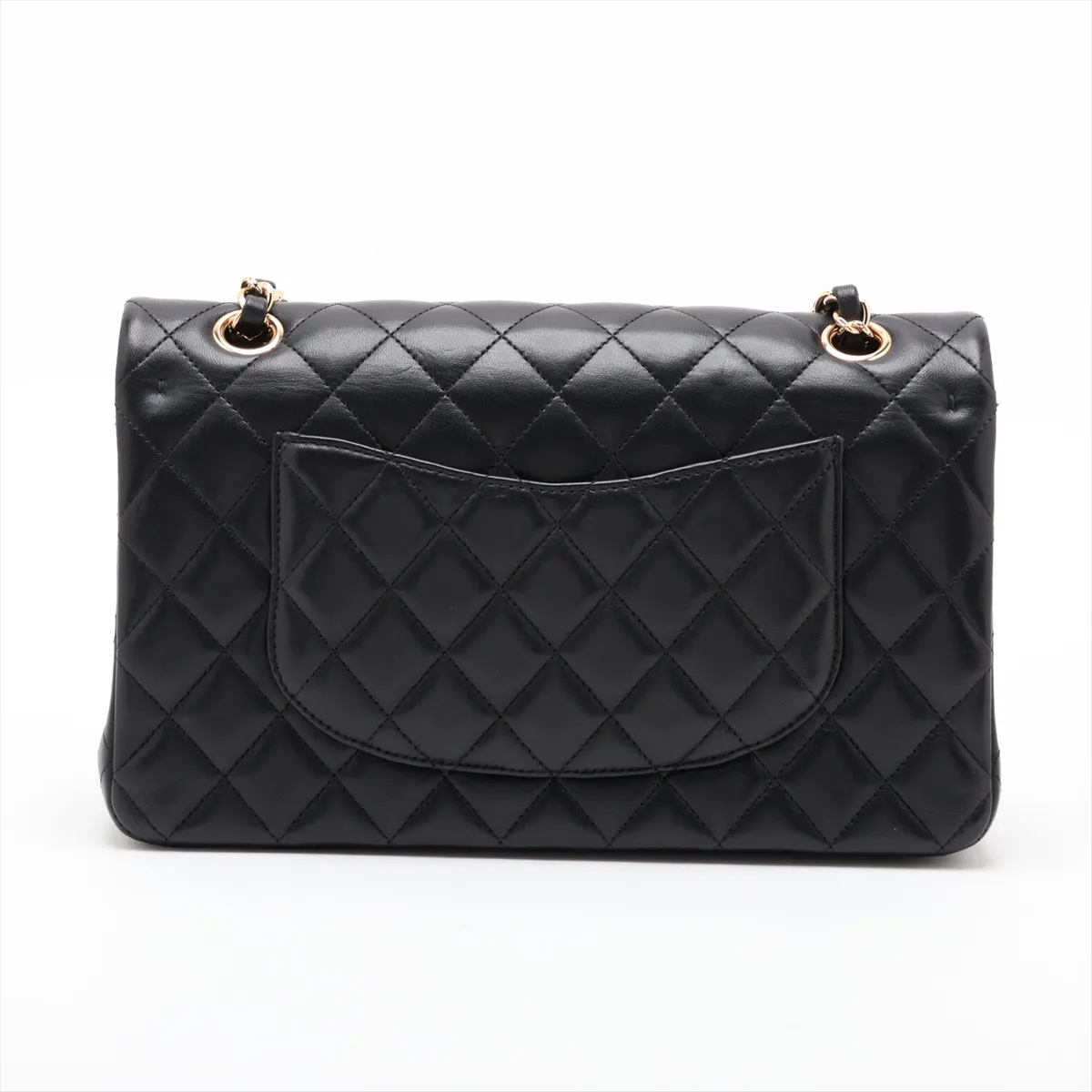 [Individually packaged] Chanel Matelassé 25 Lambskin Double Flap Double Chain Bag, Black with Gold Hardware, 21270162, Serial Number 21, A01112 — view 2