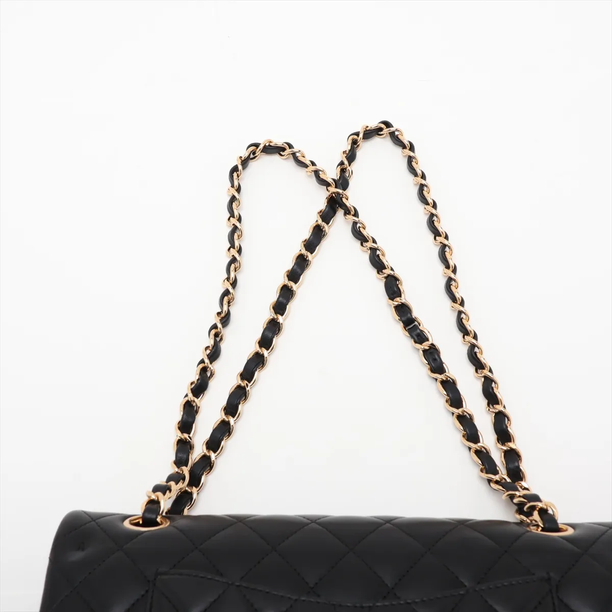 [Individually packaged] Chanel Matelassé 25 Lambskin Double Flap Double Chain Bag, Black with Gold Hardware, 21270162, Serial Number 21, A01112 — view 6