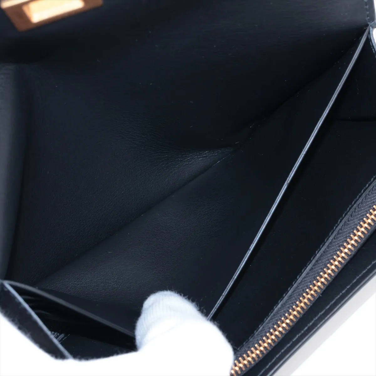 Leather Long Wallet, Black — view 4