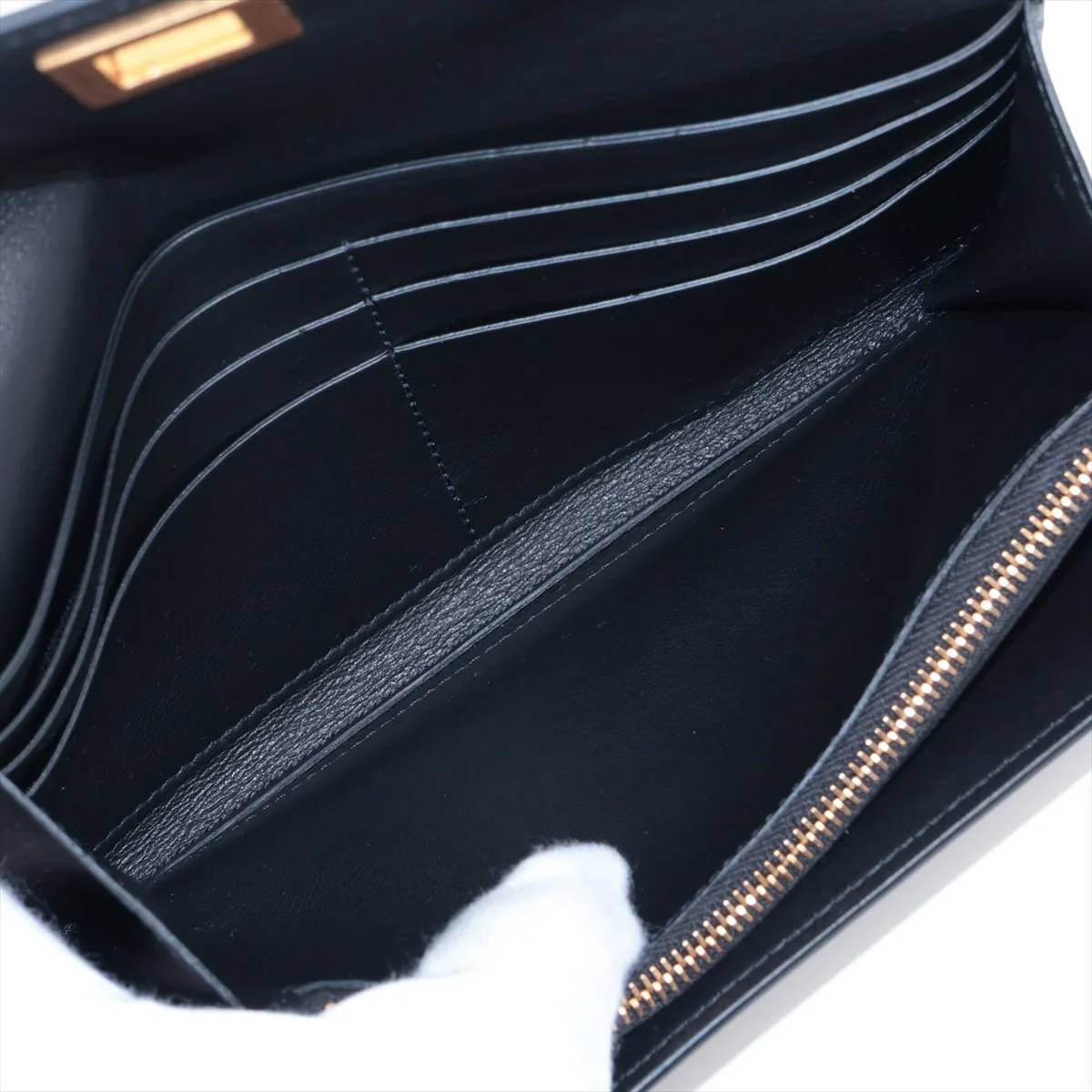 Leather Long Wallet, Black — view 5