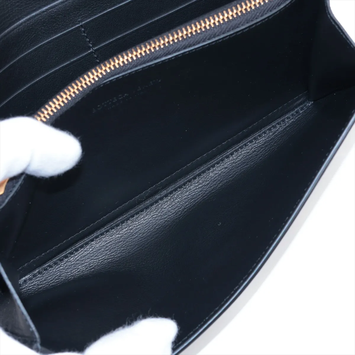 Leather Long Wallet, Black — view 6