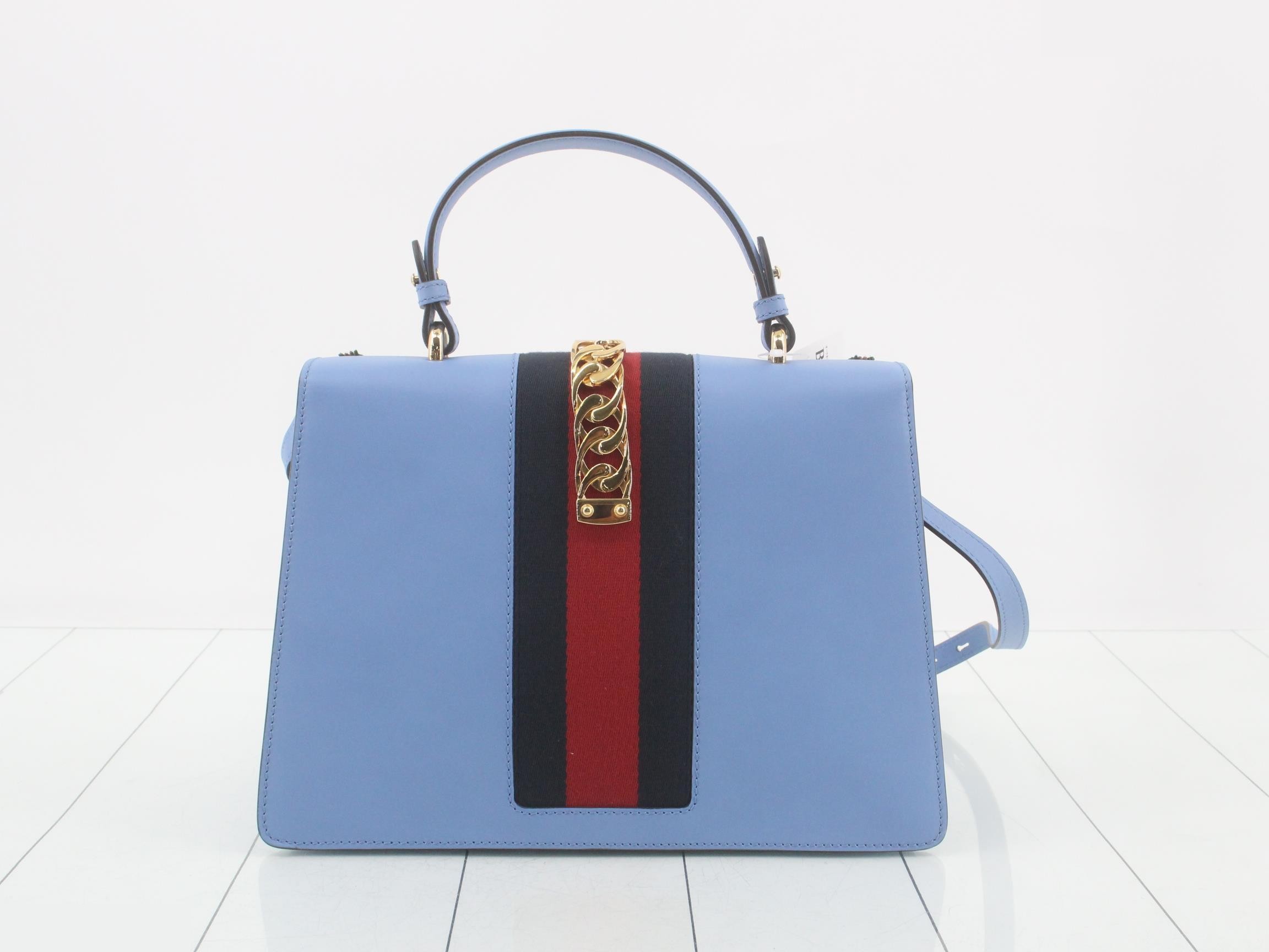 Sylvie Flower Embroidery 2-Way Shoulder/Handbag, Light Blue — view 2