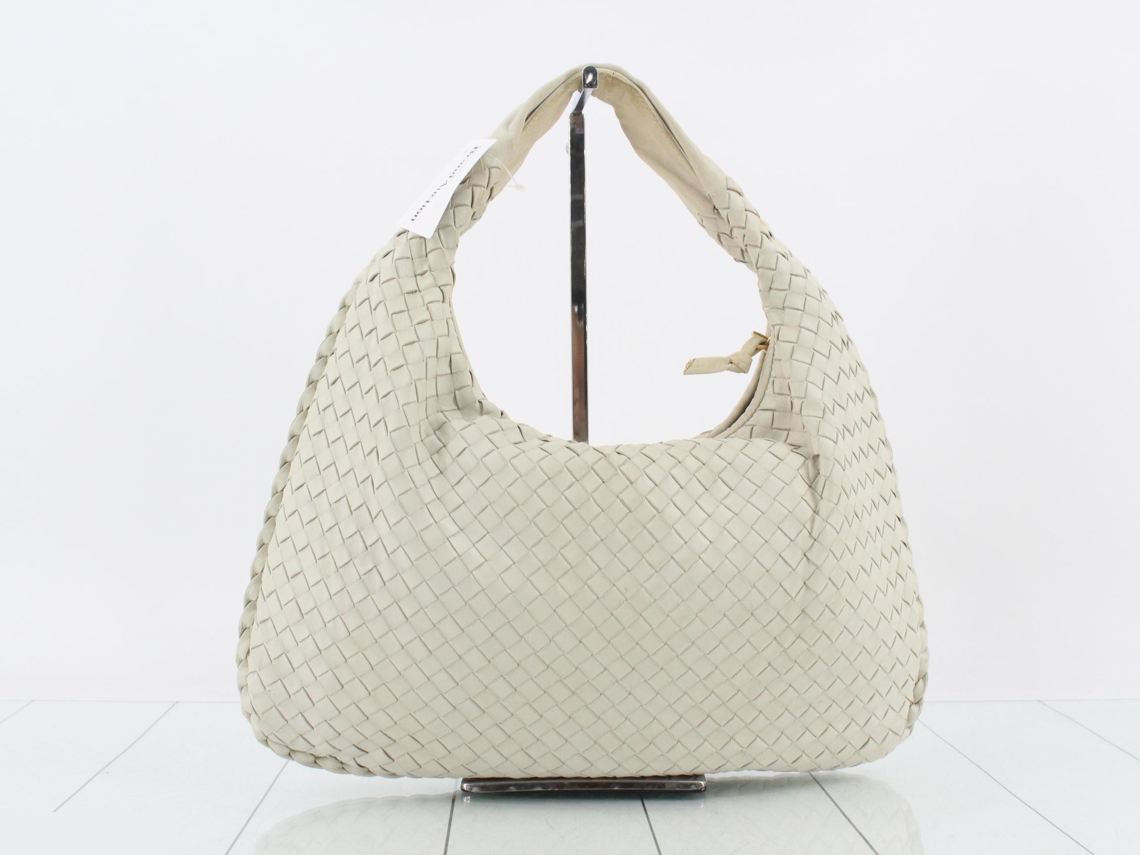 Intrecciato Hobo Shoulder Bag, White — view 2