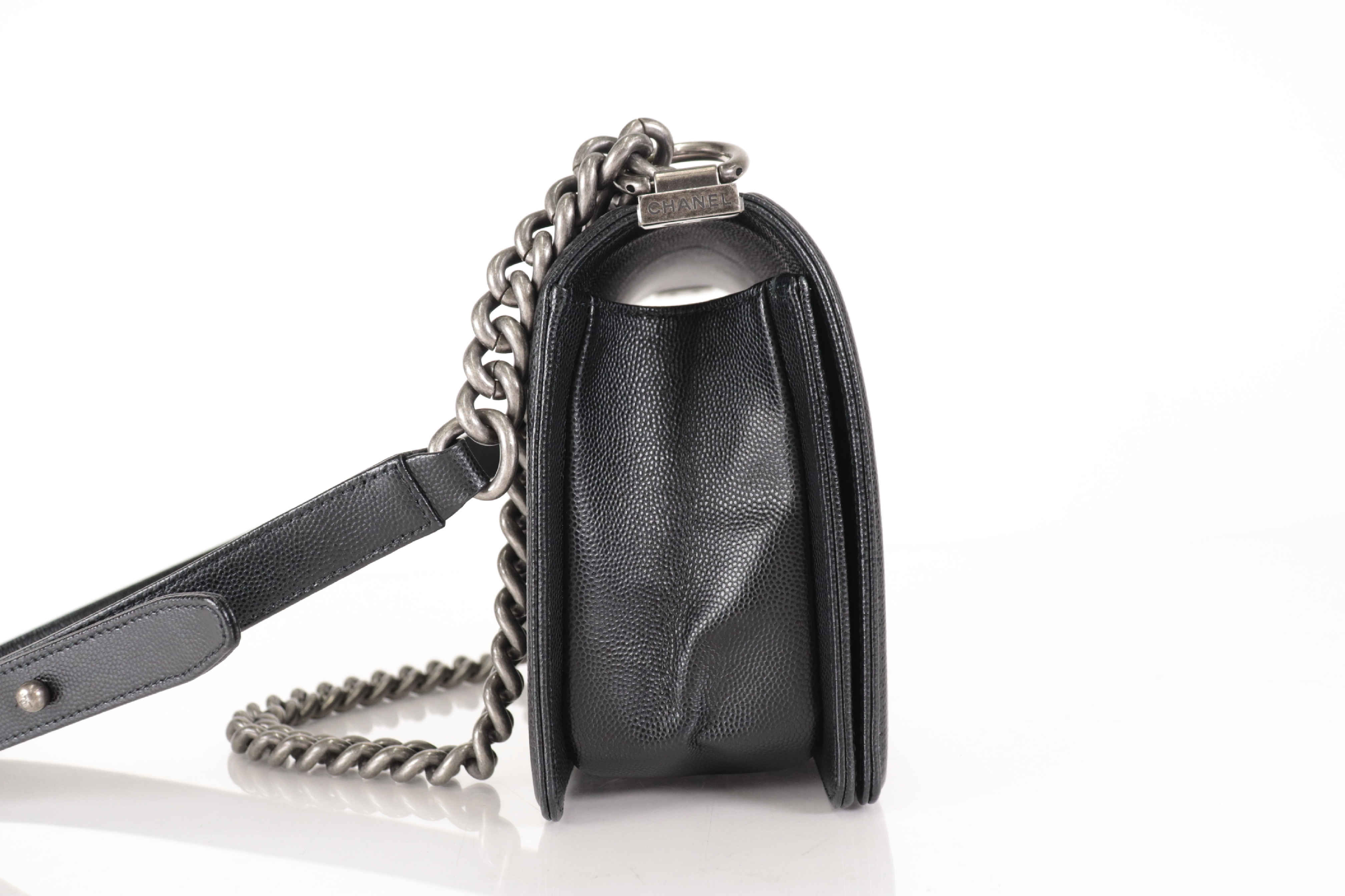 Boy Chanel Caviar Chain Shoulder Bag (Serial Number 27) — view 4
