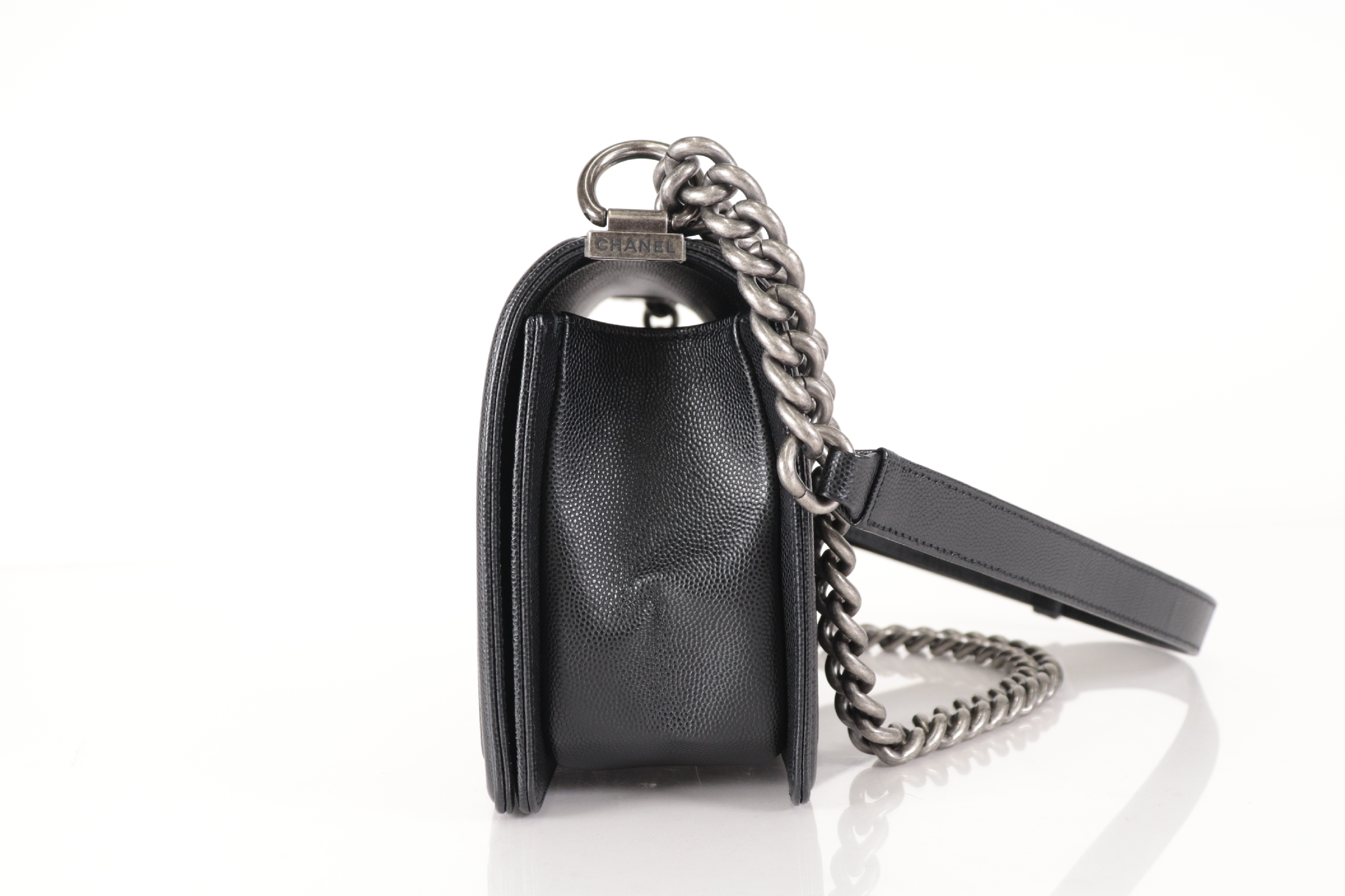 Boy Chanel Caviar Chain Shoulder Bag (Serial Number 27) — view 5