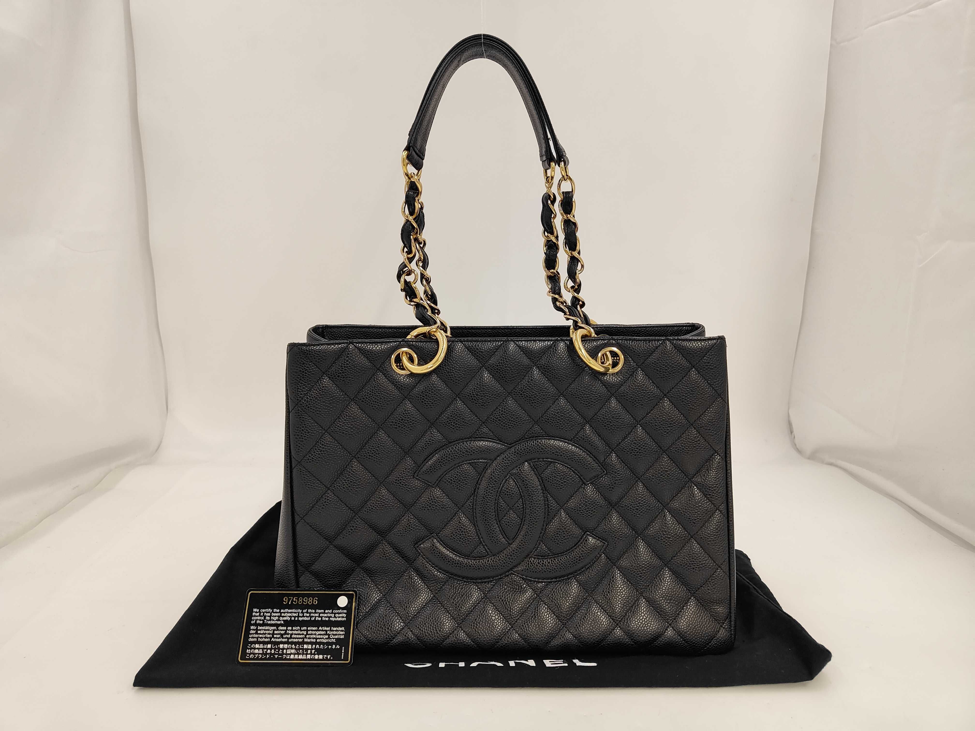 GST Chain Tote Bag, Caviar Leather, Coco Mark, with Seal and Guarantee, Serial Number 9