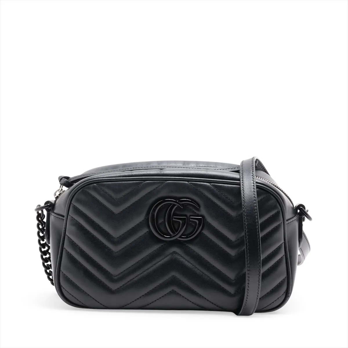 GG Marmont Leather Chain Shoulder Bag, Black, 447632