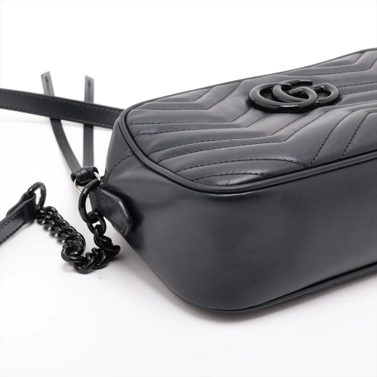 GG Marmont Leather Chain Shoulder Bag, Black, 447632 — view 4