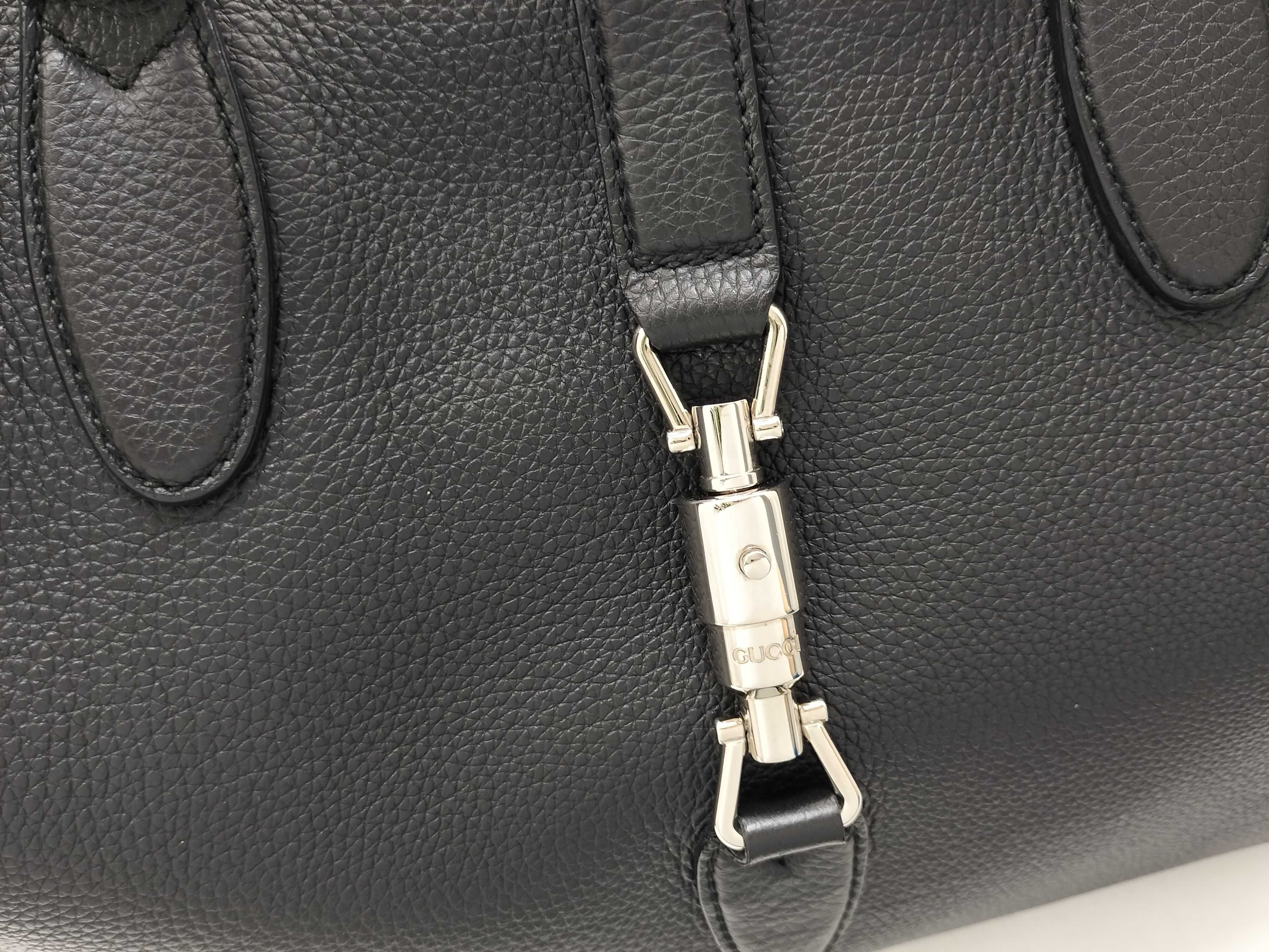 Jackie Gucci New Jackie Leather Handbag Black 362970 Tote Bag — view 10