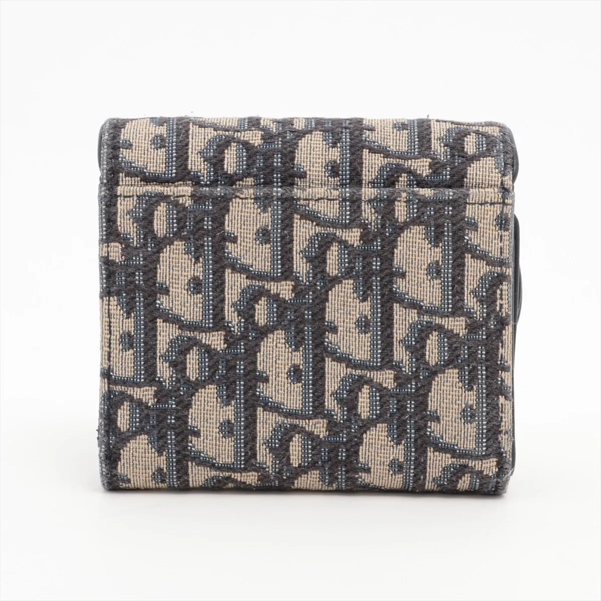 Saddle Oblique Canvas x Leather Compact Wallet Navy — view 2
