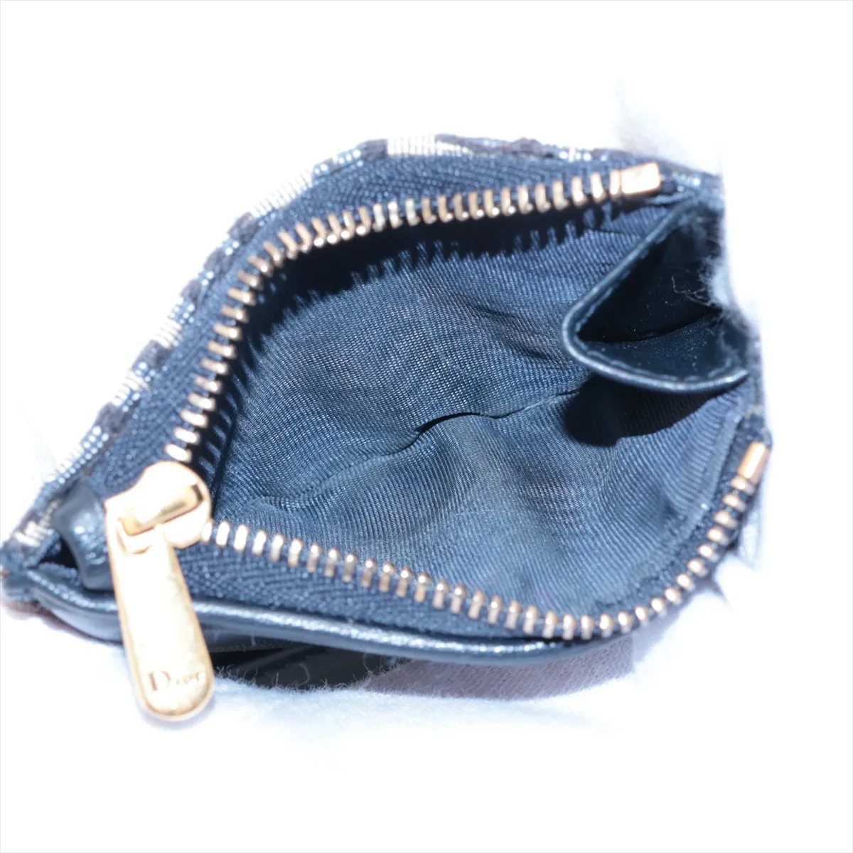 Saddle Oblique Canvas x Leather Compact Wallet Navy — view 6