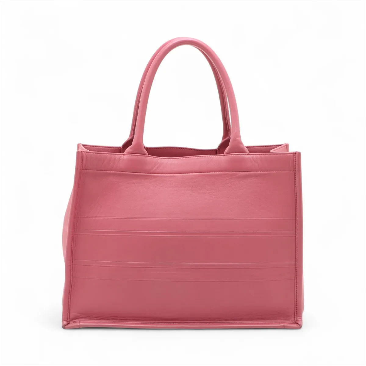 Book Tote Medium Leather Tote Bag Pink — view 2