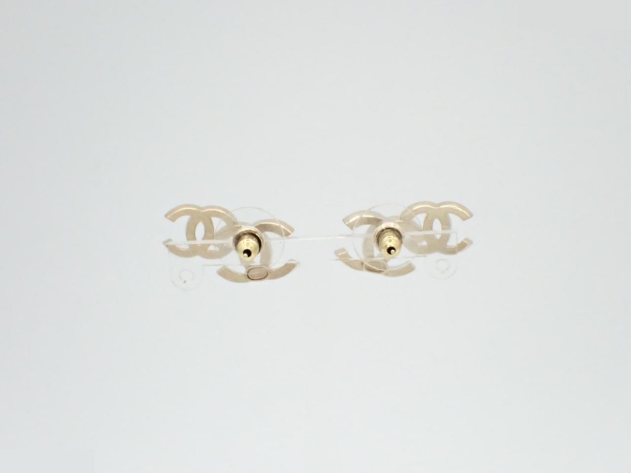 earrings, A22B, double Coco Mark, rhinestone, 2.5cm wide. — view 2