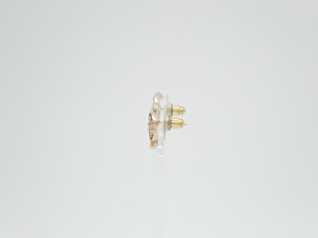 earrings, A22B, double Coco Mark, rhinestone, 2.5cm wide. — view 3
