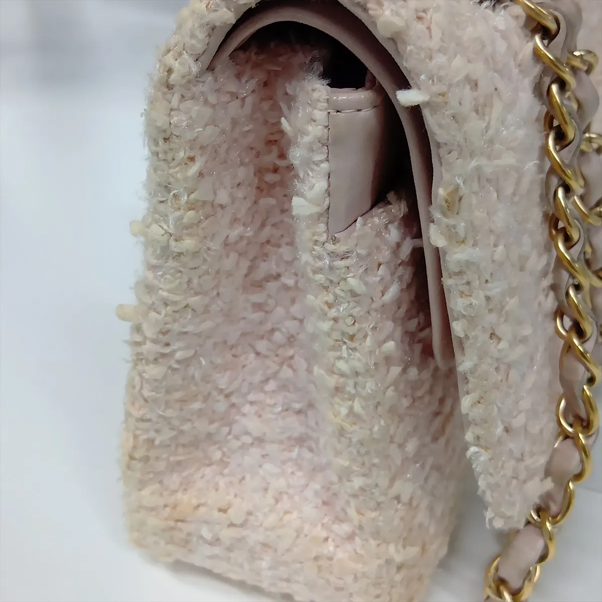 Matelassé 25 Tweed Double Flap Double Chain Bag, Pink with Gold Hardware, 8655749, Series 8, A01112 — view 13