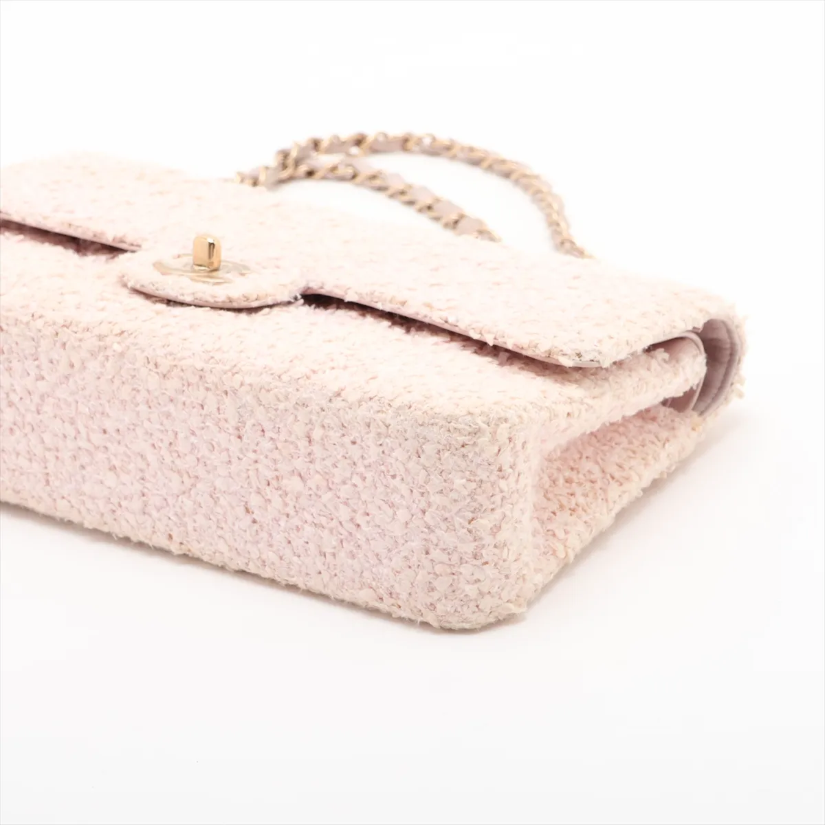 Matelassé 25 Tweed Double Flap Double Chain Bag, Pink with Gold Hardware, 8655749, Series 8, A01112 — view 3